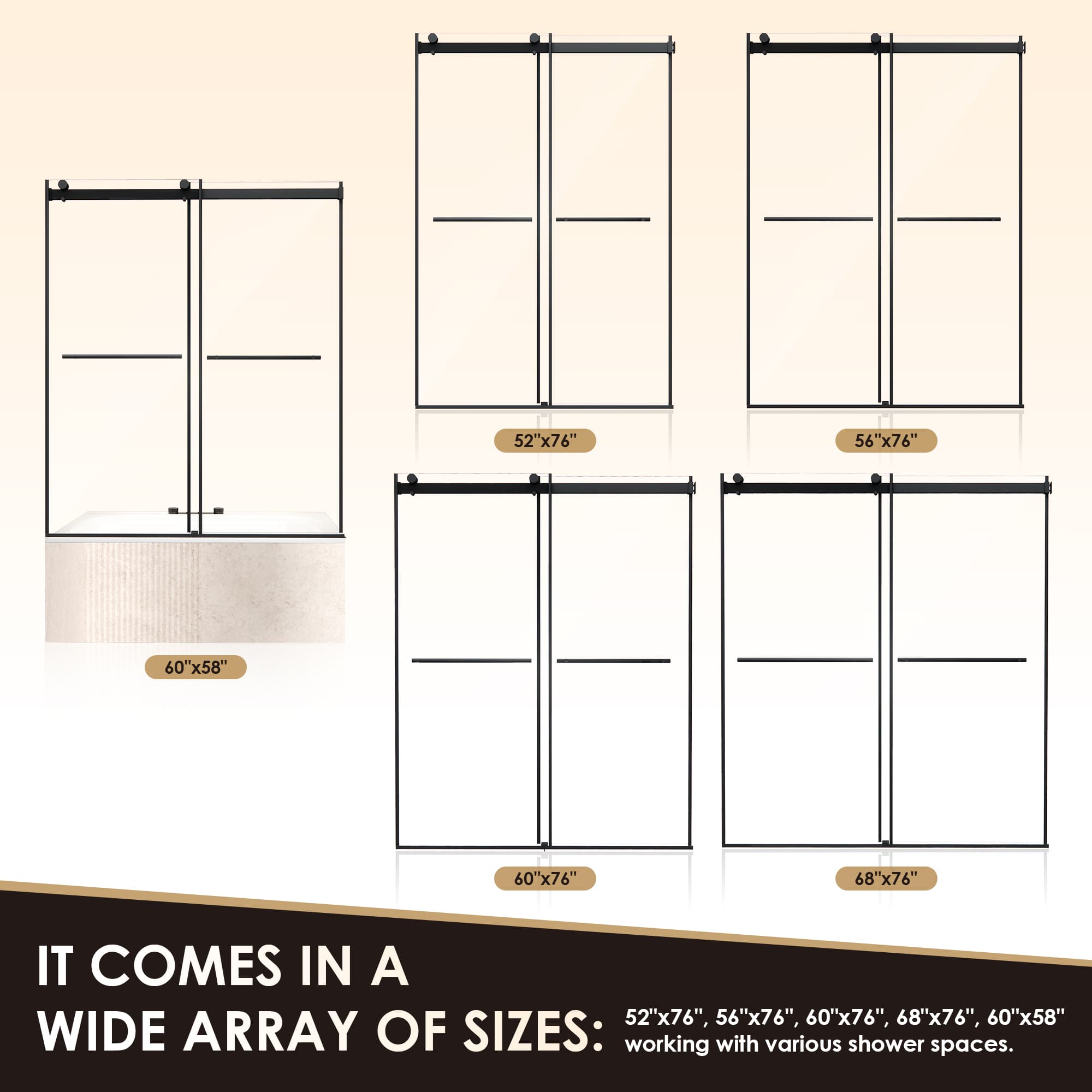 Altair Belizzi 60" W x 58" H By-Pass Frameless Exposed Roller Tub Door - photo 14 of 14