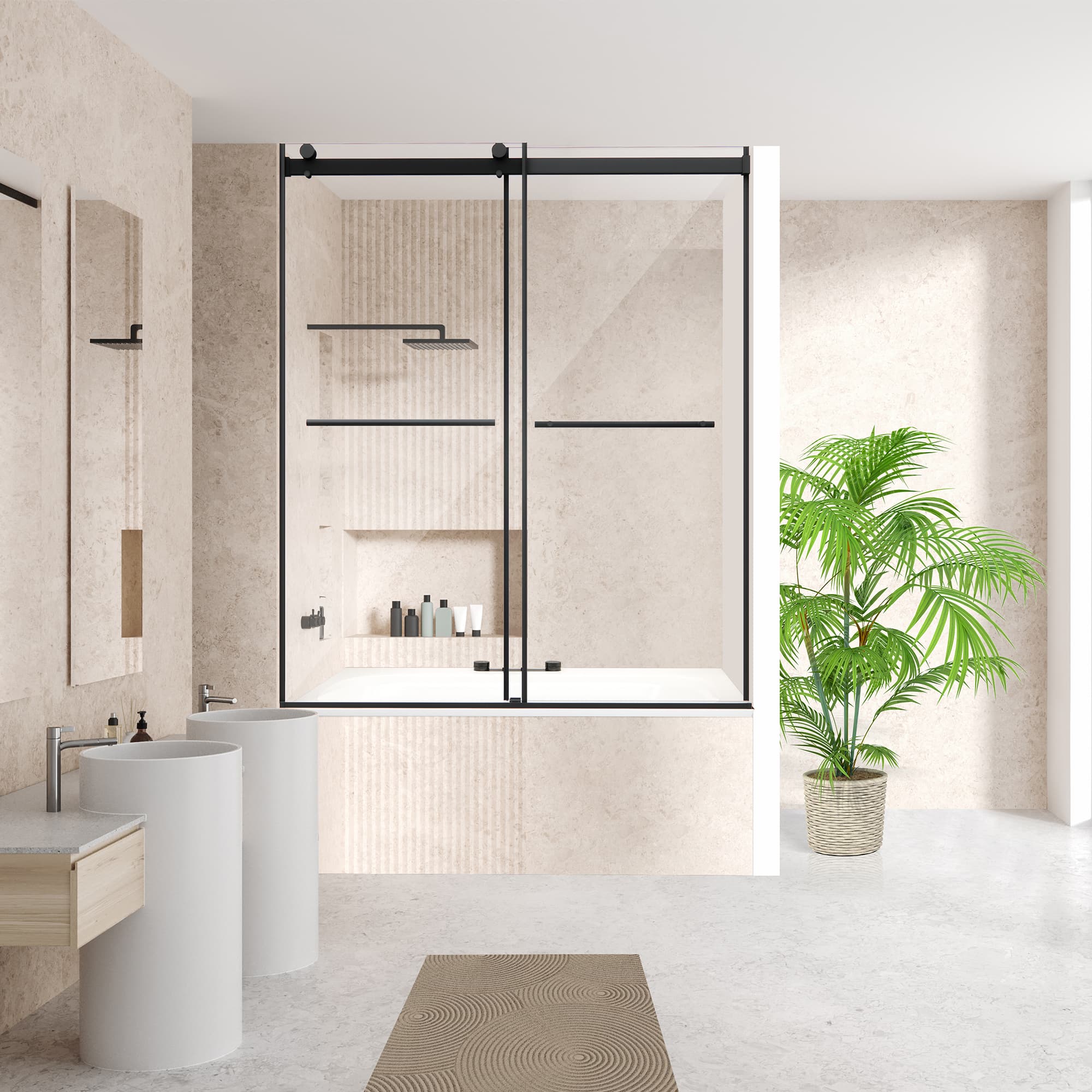 Altair Belizzi 60" W x 58" H By-Pass Frameless Exposed Roller Tub Door - photo 5 of 14