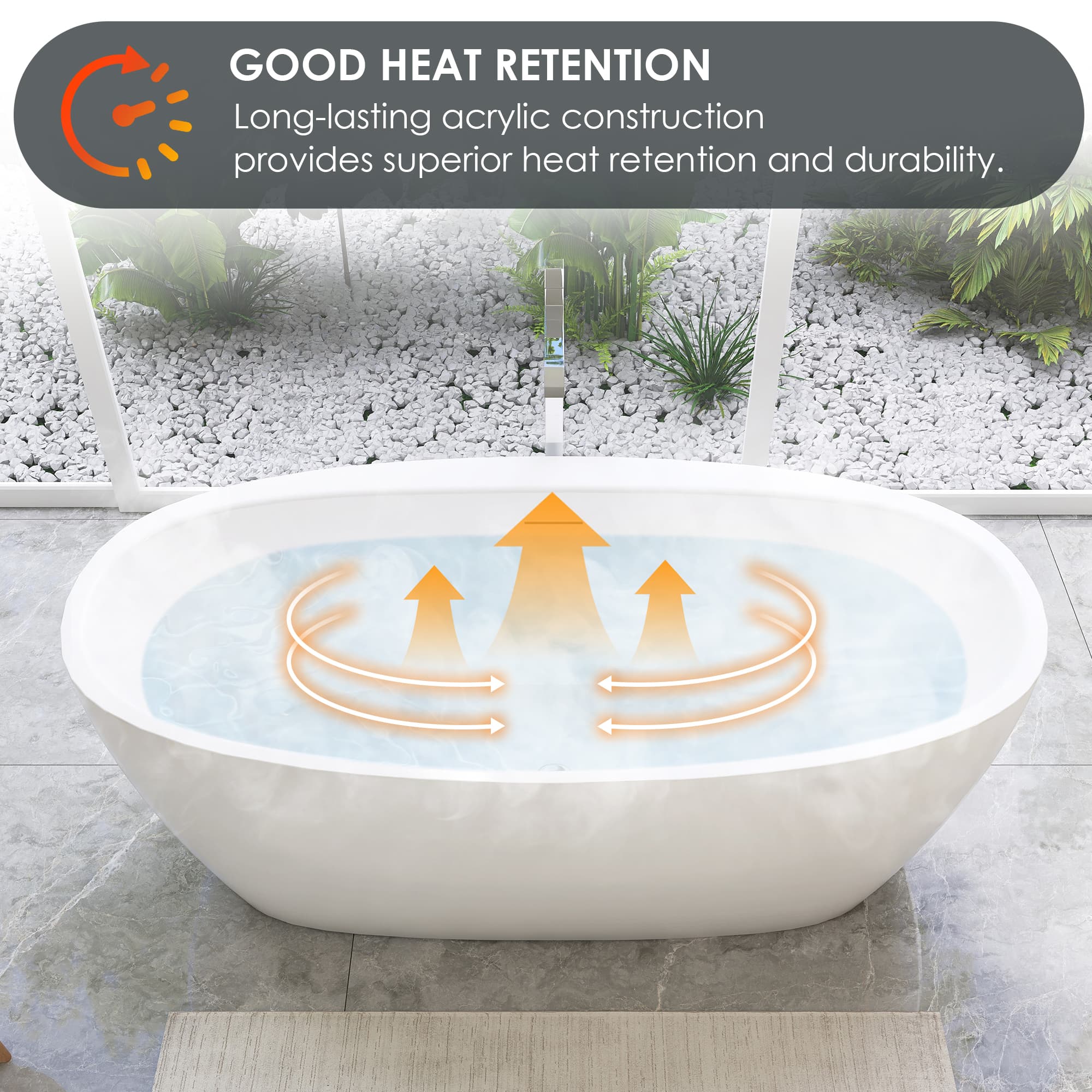 Altair Beyaz 59 Inch Freestanding Acrylic Soaking Bathtub - photo 10 of 17