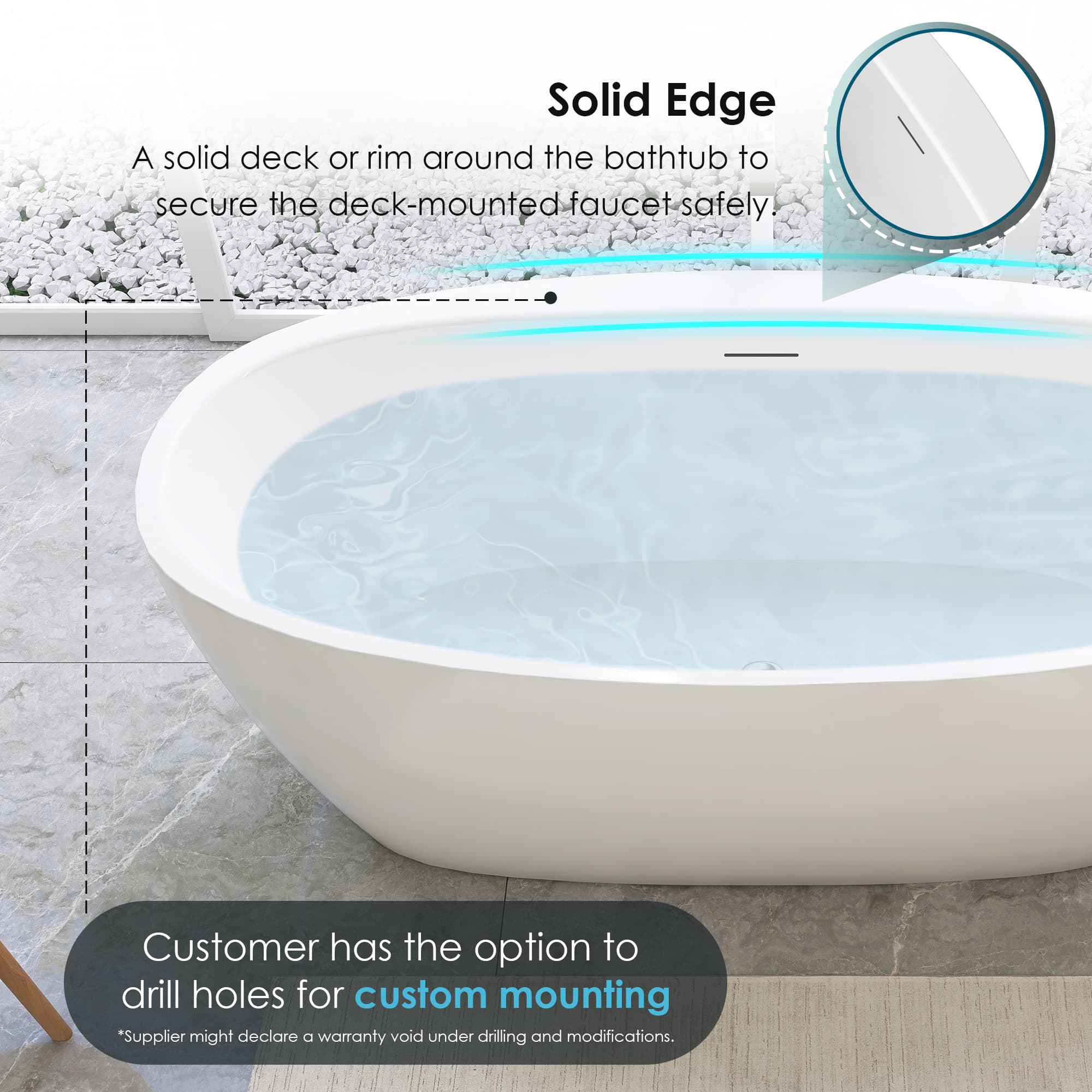 Altair Beyaz 59 Inch Freestanding Acrylic Soaking Bathtub - photo 12 of 17