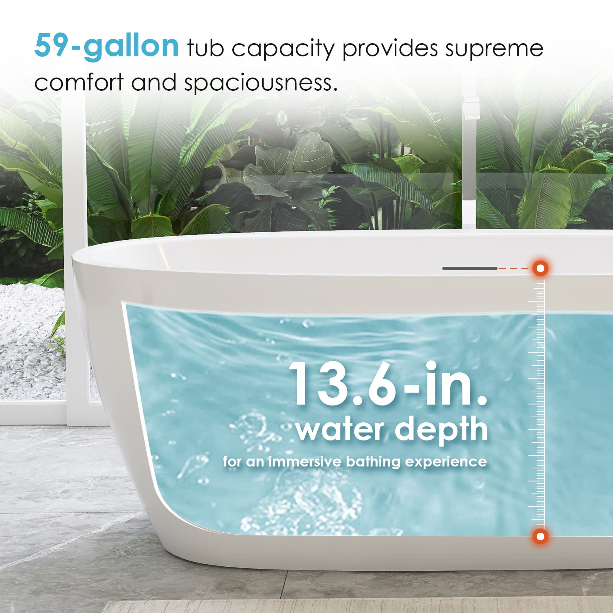 Altair Beyaz 59 Inch Freestanding Acrylic Soaking Bathtub - photo 13 of 17