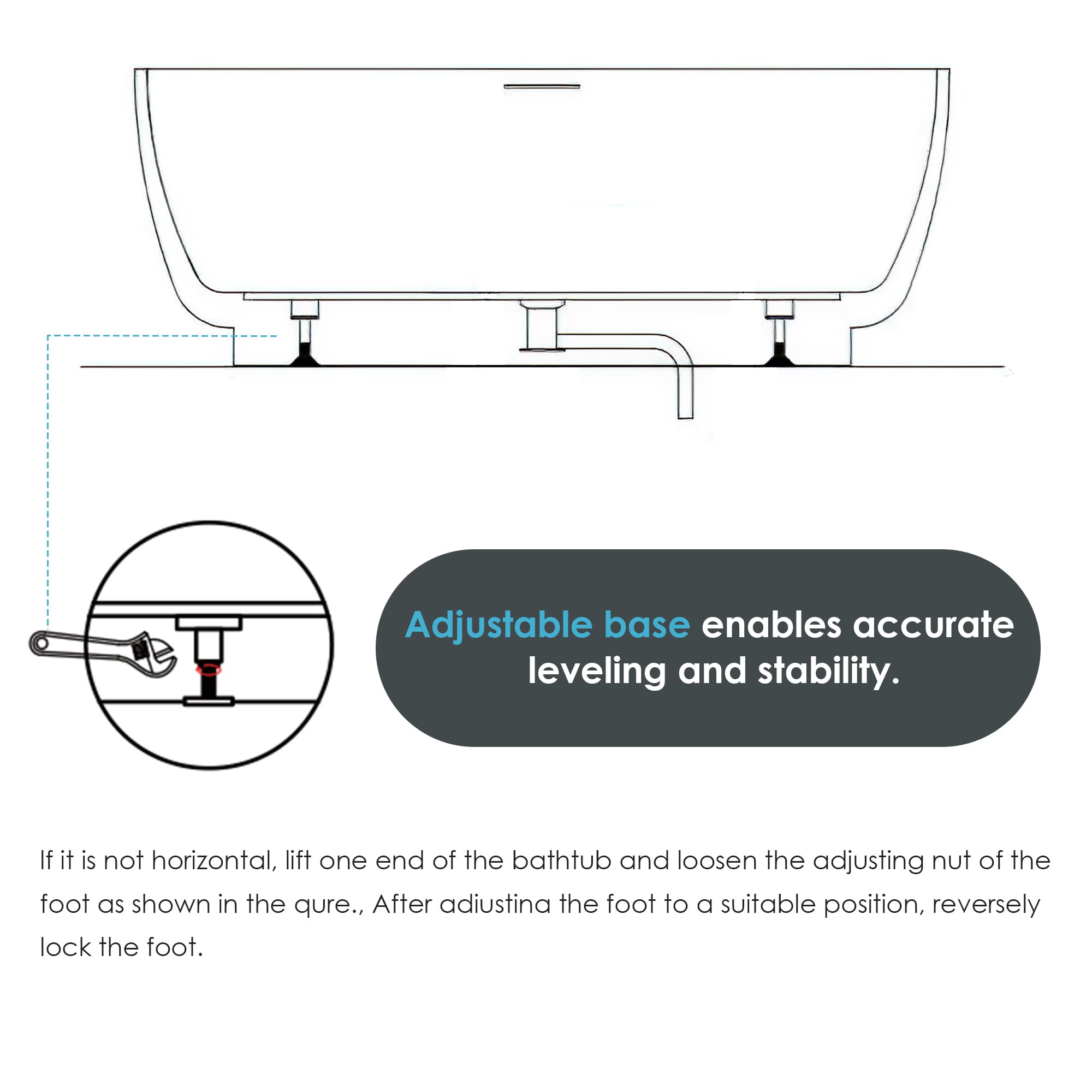 Altair Beyaz 59 Inch Freestanding Acrylic Soaking Bathtub - photo 16 of 17