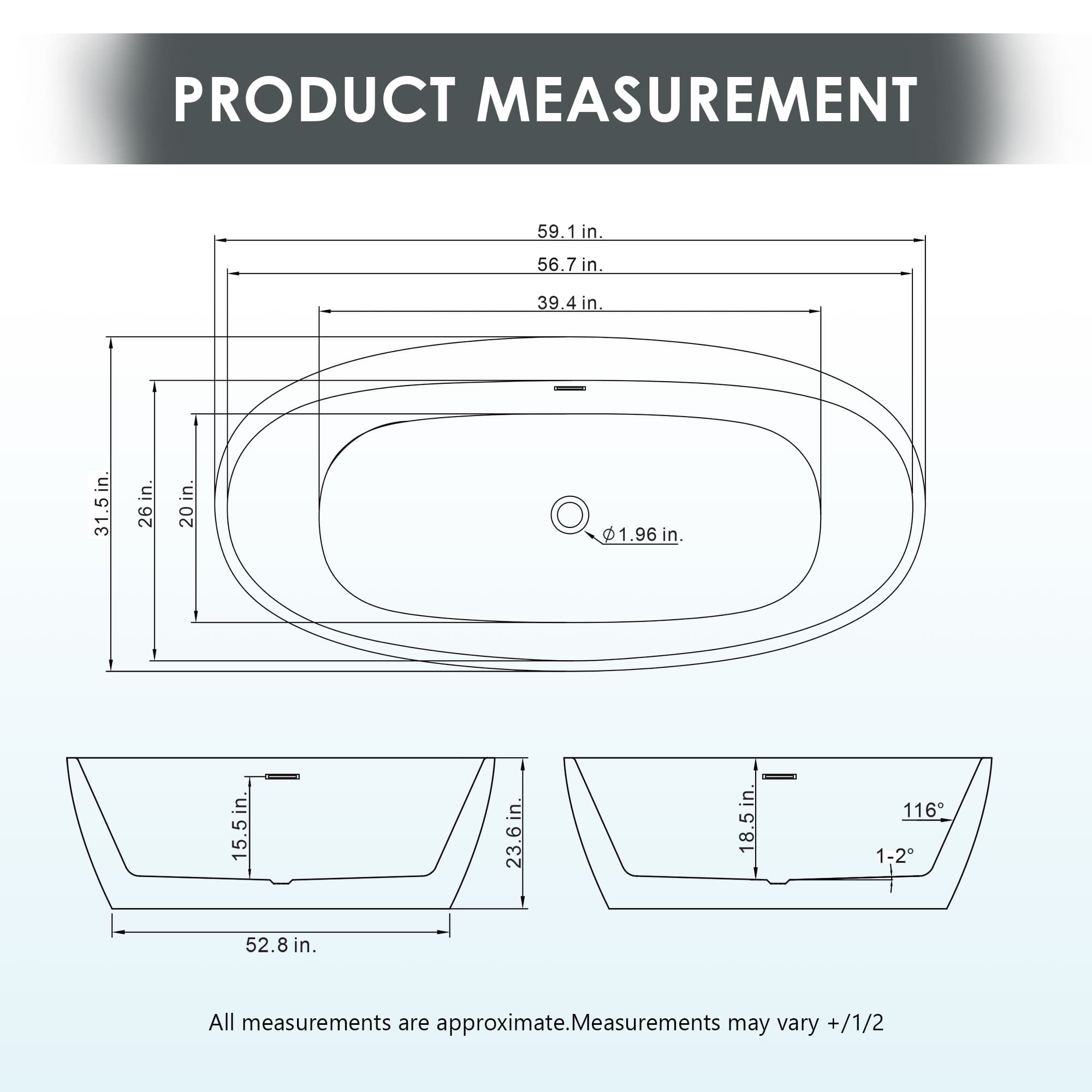 Altair Beyaz 59 Inch Freestanding Acrylic Soaking Bathtub - photo 17 of 17