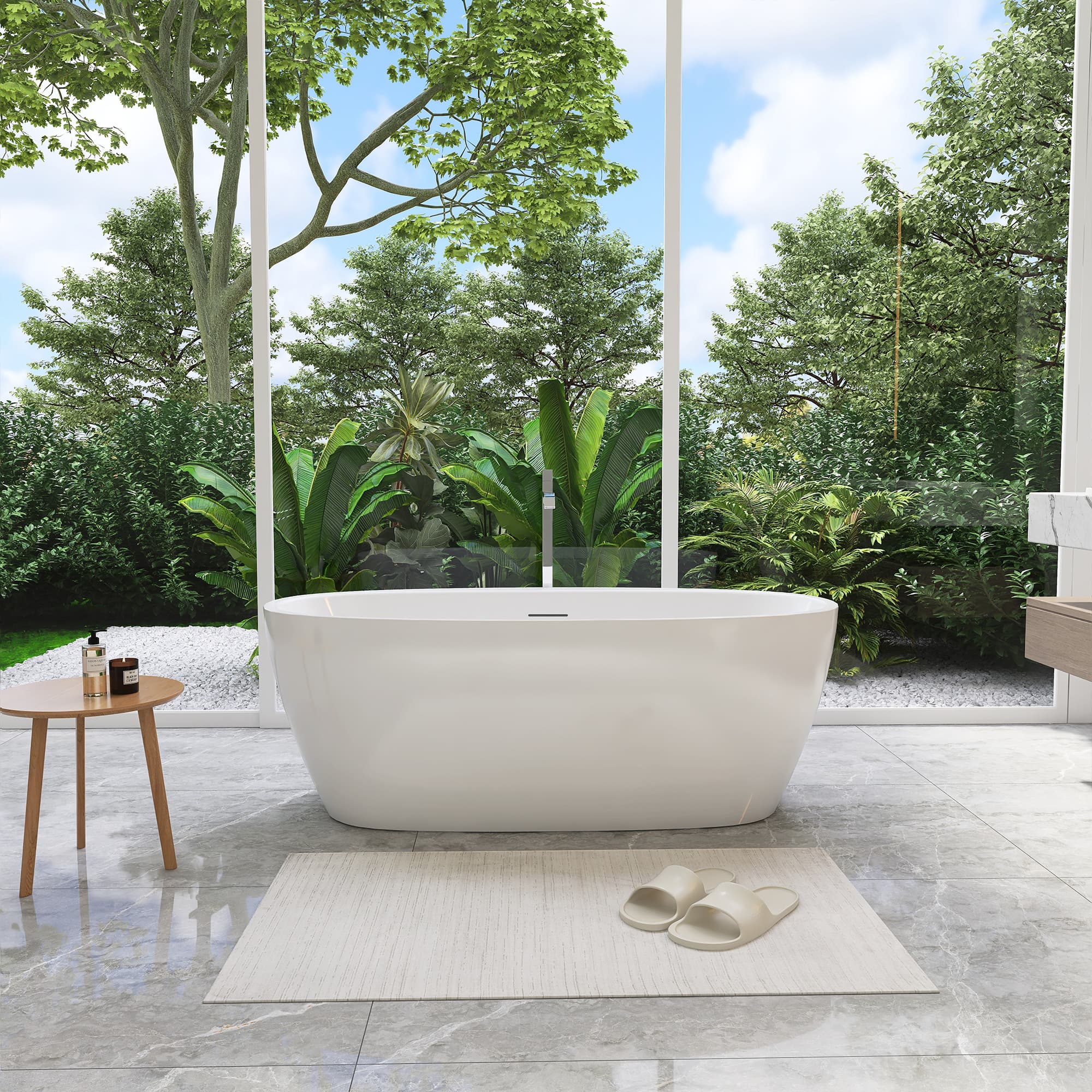 Altair Beyaz 59 Inch Freestanding Acrylic Soaking Bathtub - photo 6 of 17