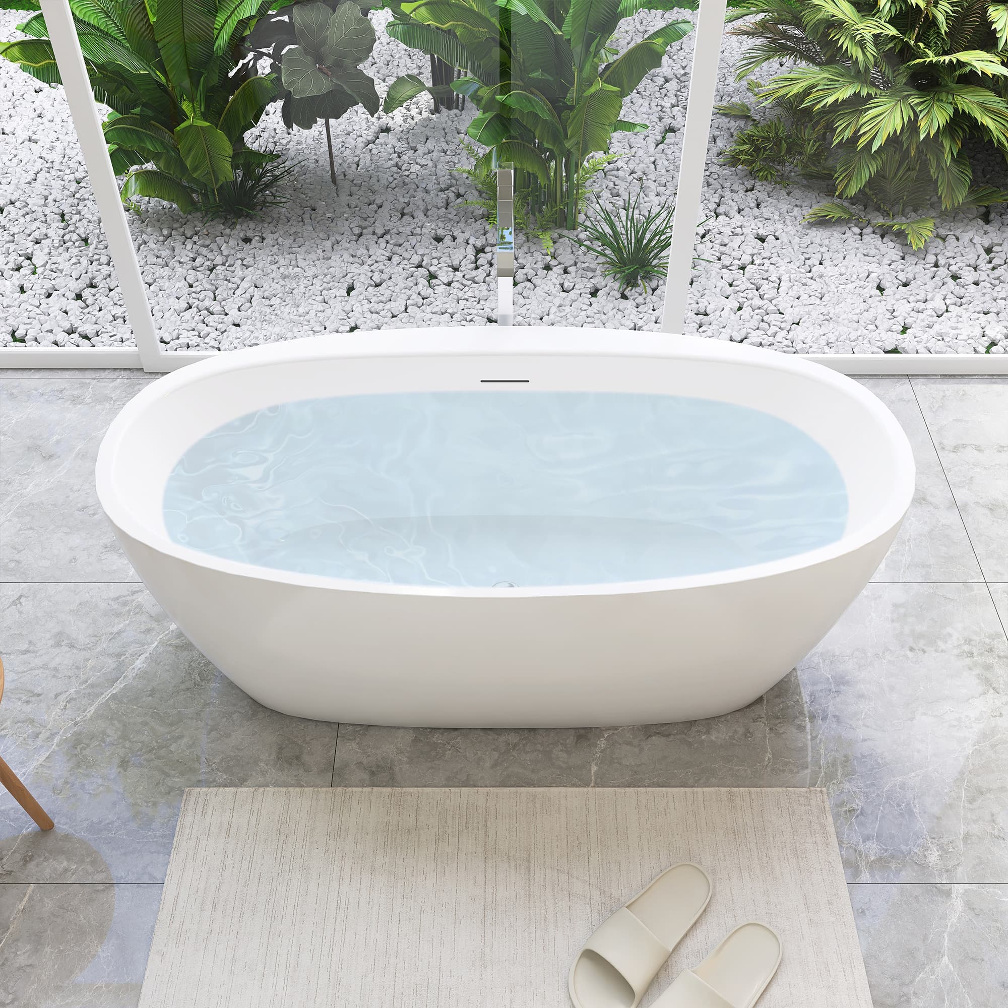 Altair Beyaz 59 Inch Freestanding Acrylic Soaking Bathtub - photo 7 of 17