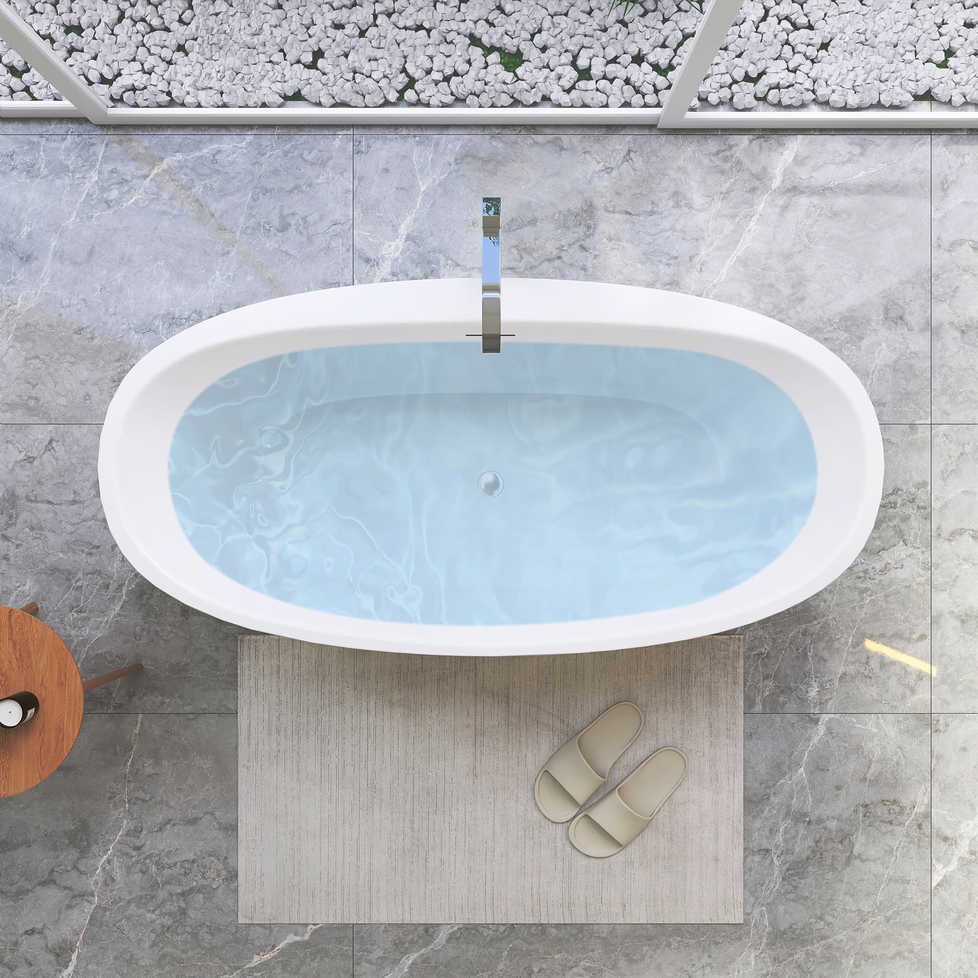 Altair Beyaz 59 Inch Freestanding Acrylic Soaking Bathtub - photo 8 of 17