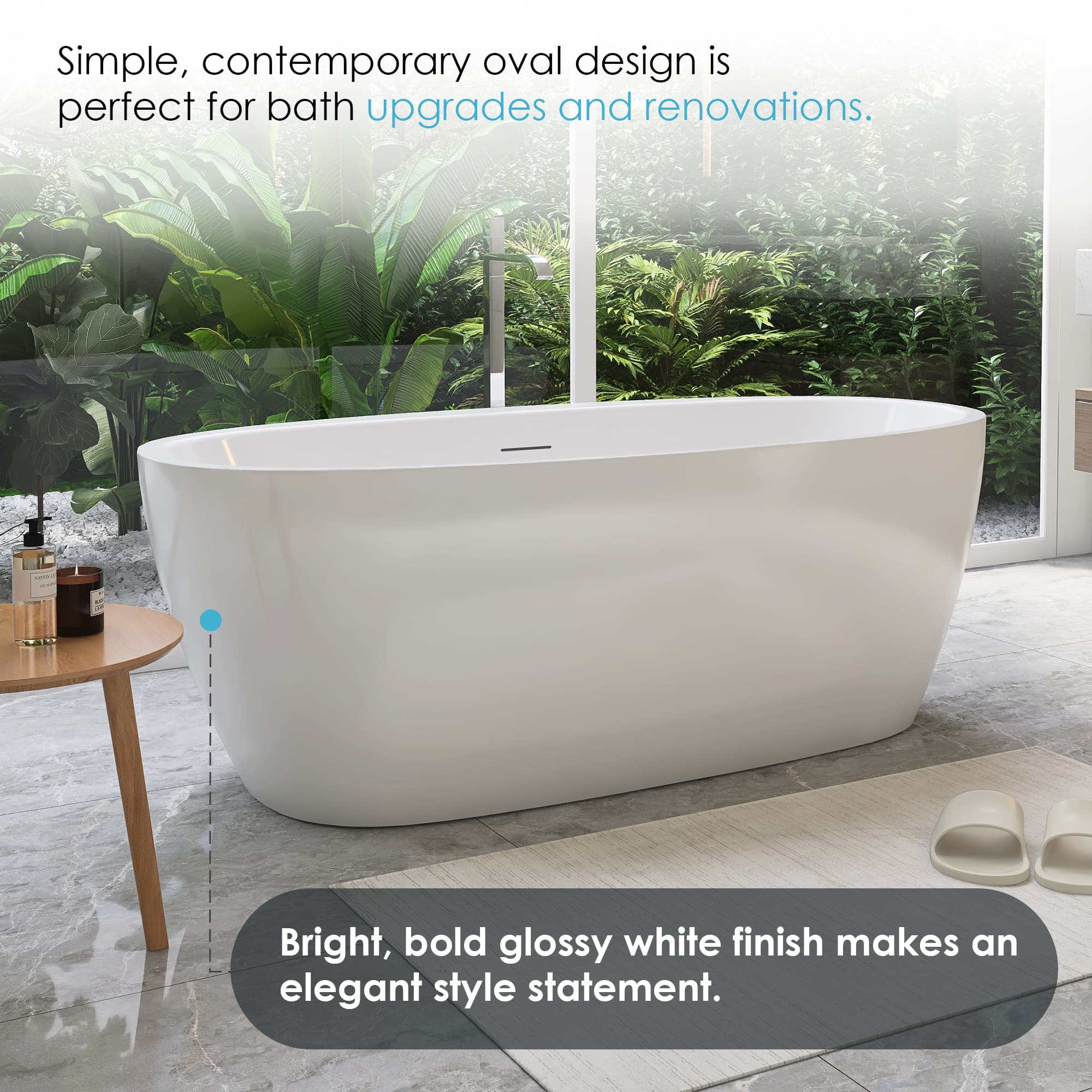 Altair Beyaz 59 Inch Freestanding Acrylic Soaking Bathtub - photo 9 of 17