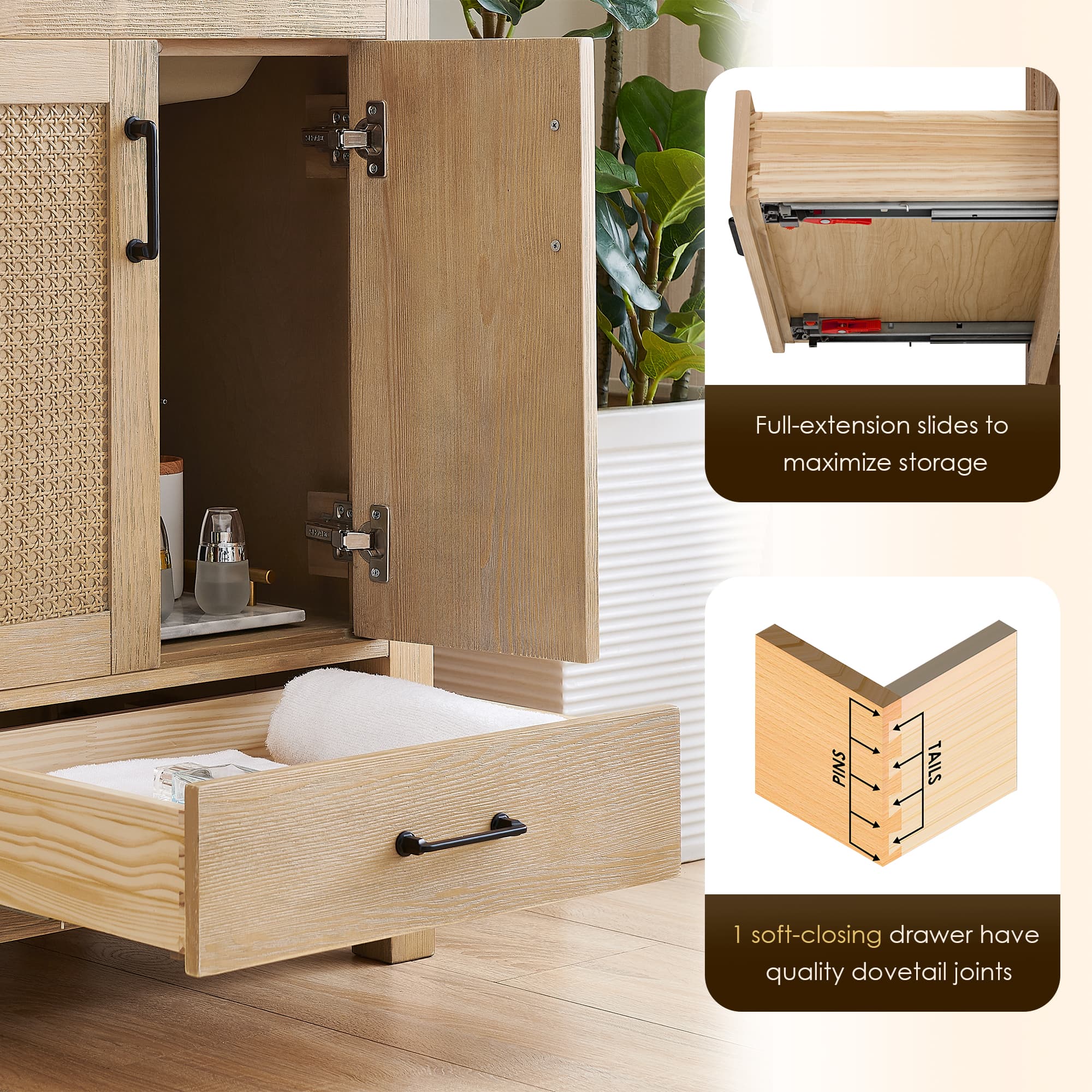 Altair Bondi Single Sink Freestanding Bathroom Vanity in Light Brown - photo 10 of 13