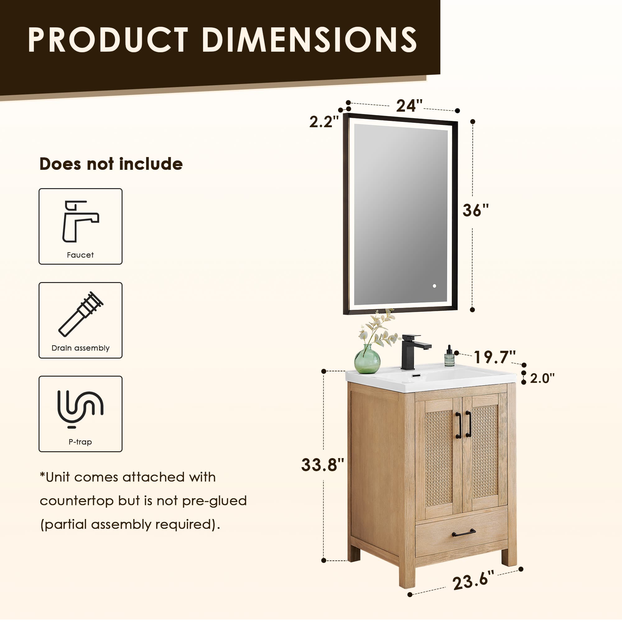 Altair Bondi Single Sink Freestanding Bathroom Vanity in Light Brown - photo 12 of 13