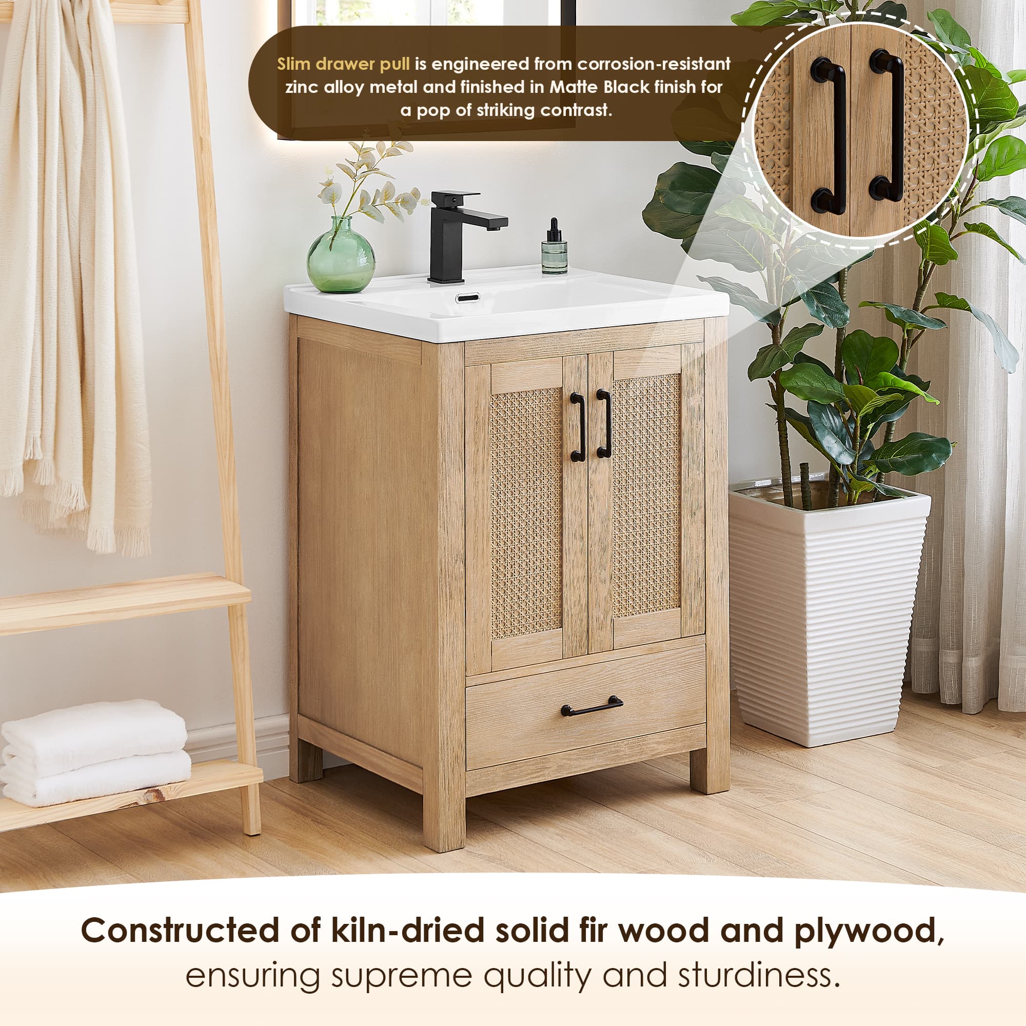 Altair Bondi Single Sink Freestanding Bathroom Vanity in Light Brown - photo 6 of 13