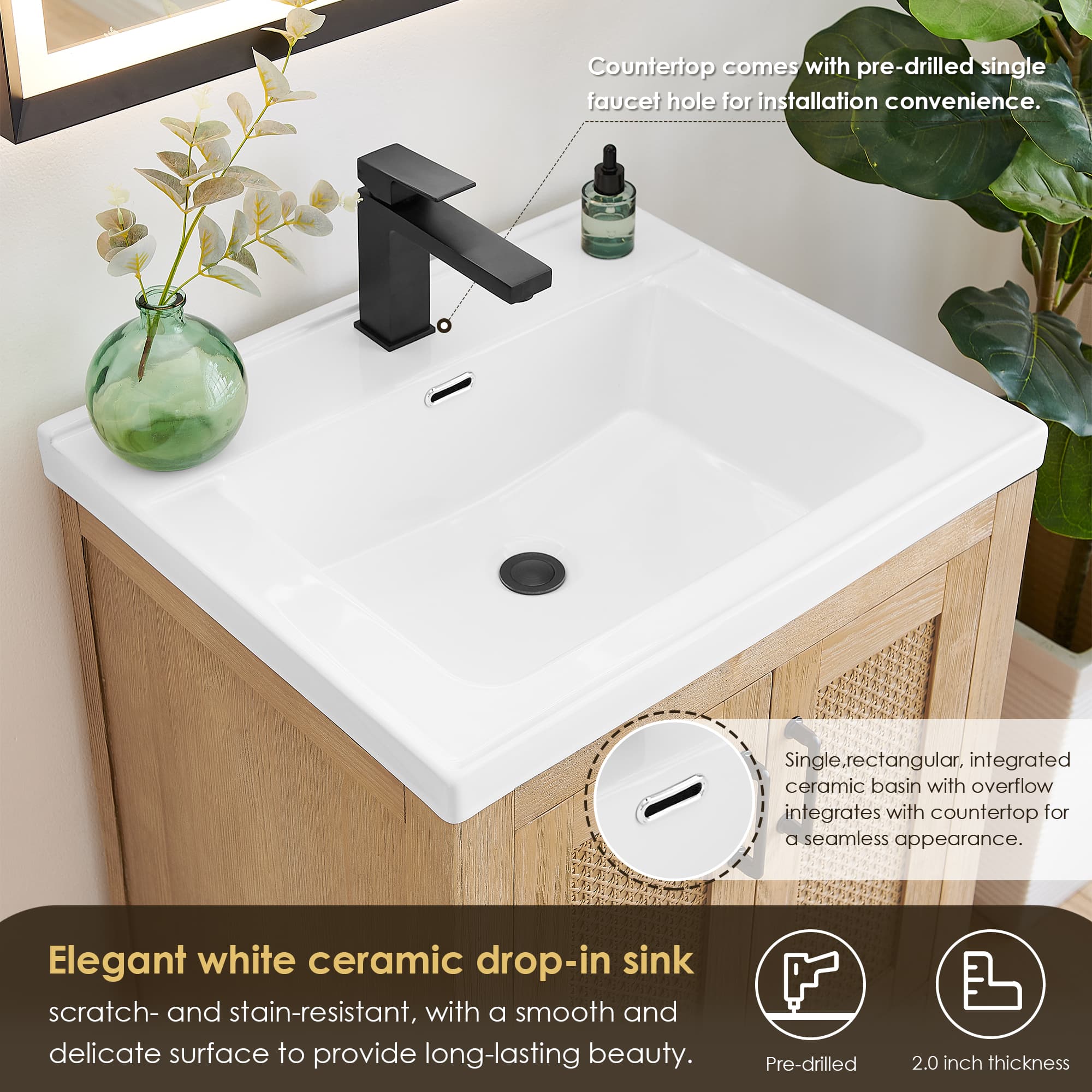 Altair Bondi Single Sink Freestanding Bathroom Vanity in Light Brown - photo 7 of 13
