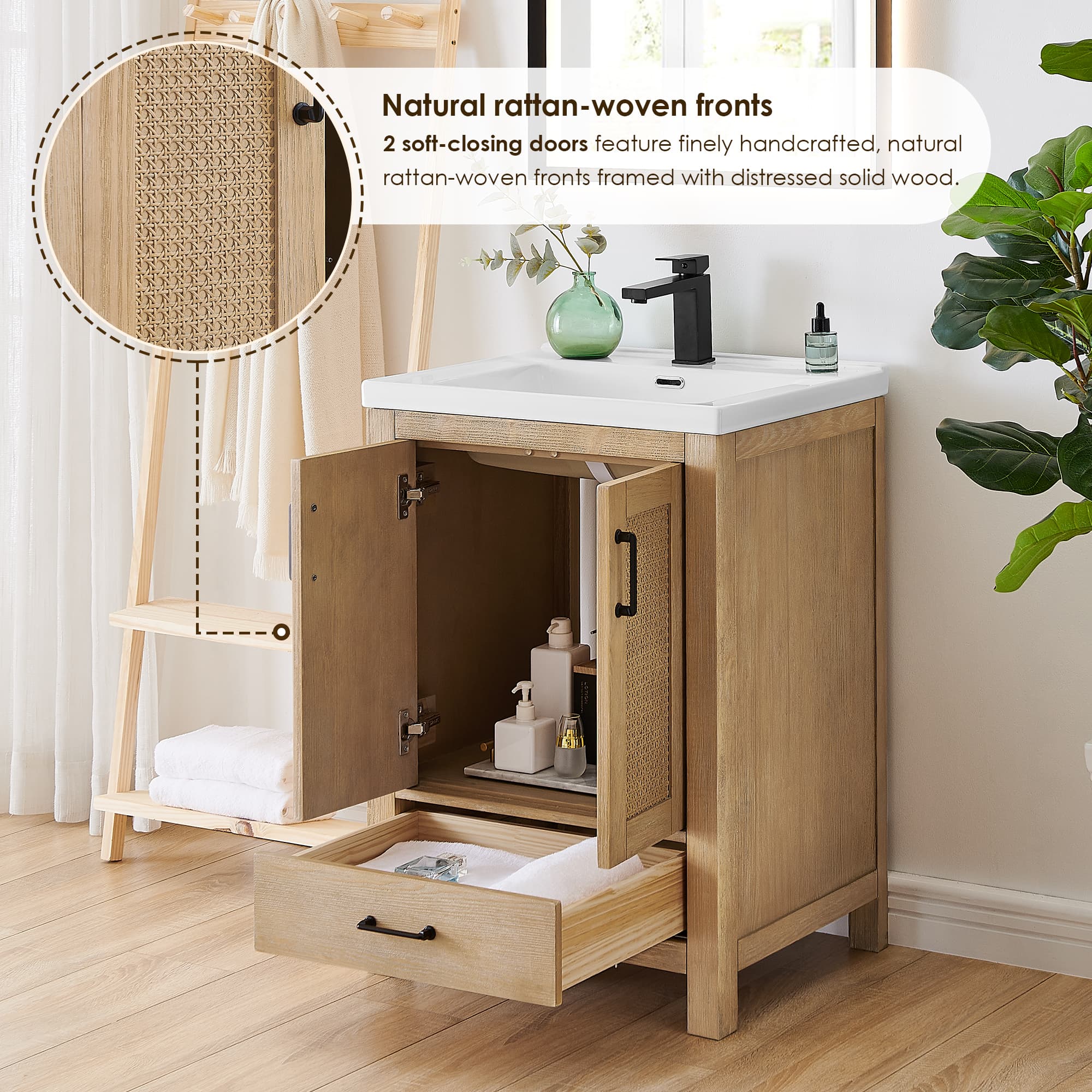 Altair Bondi Single Sink Freestanding Bathroom Vanity in Light Brown - photo 9 of 13