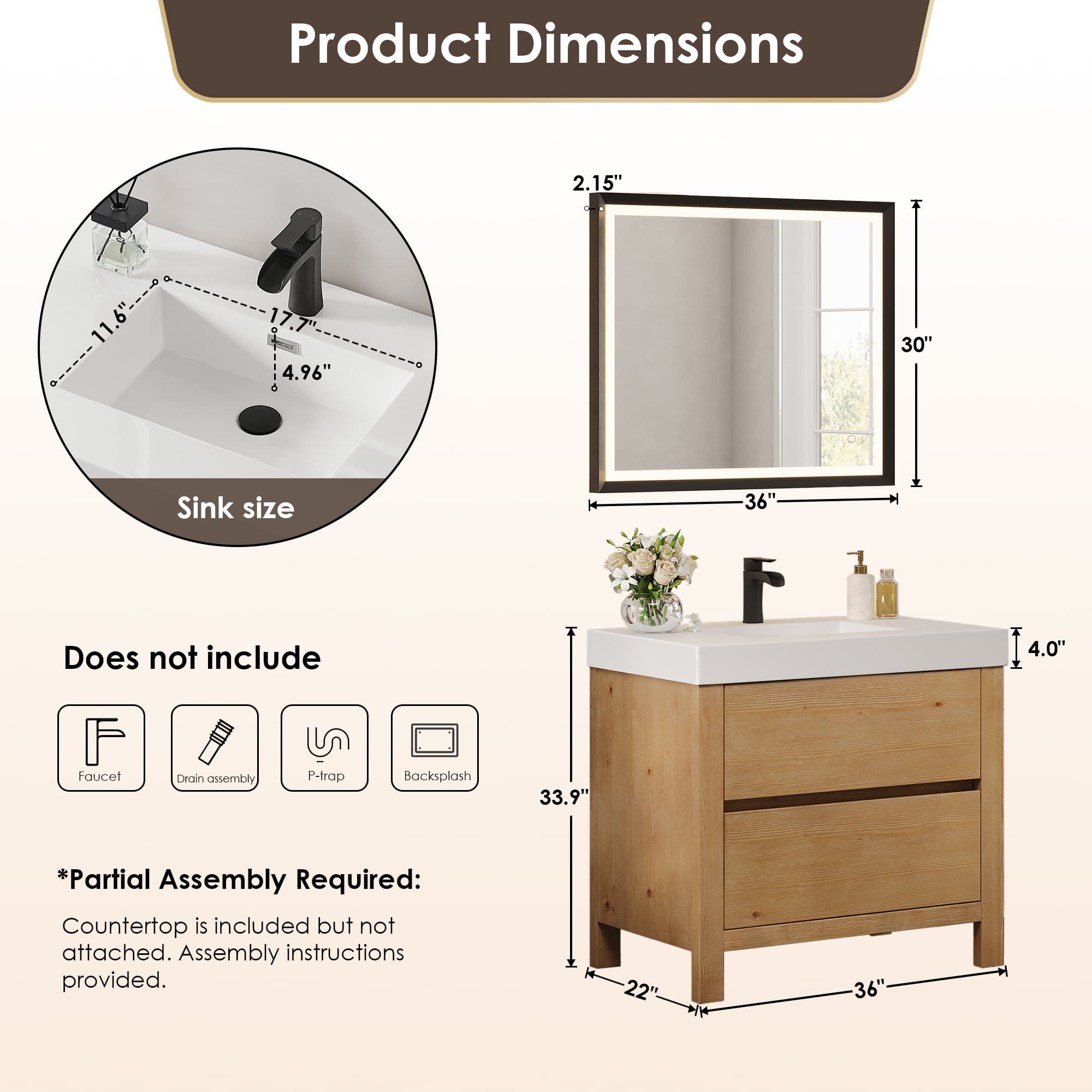 Altair Cascadia Freestanding Bathroom Vanity in Weathered Fir - photo 12 of 15