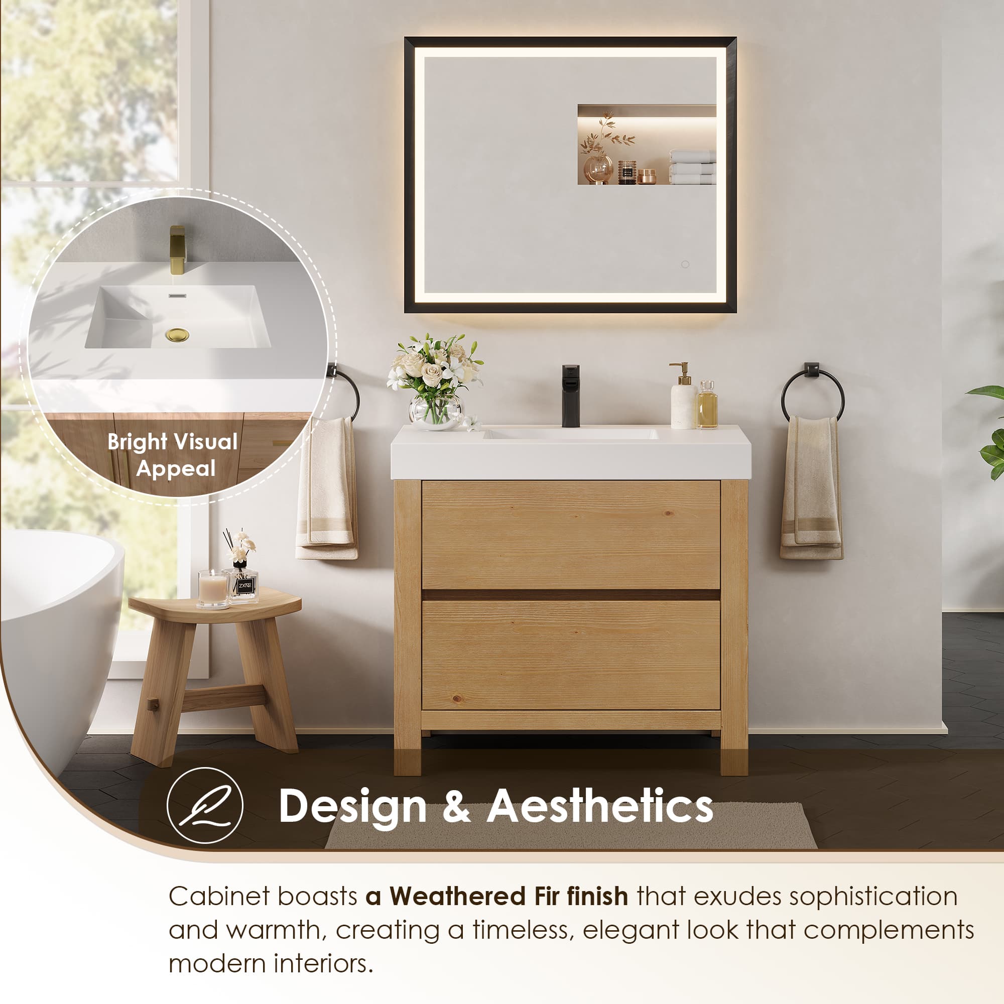 Altair Cascadia Freestanding Bathroom Vanity in Weathered Fir - photo 6 of 15