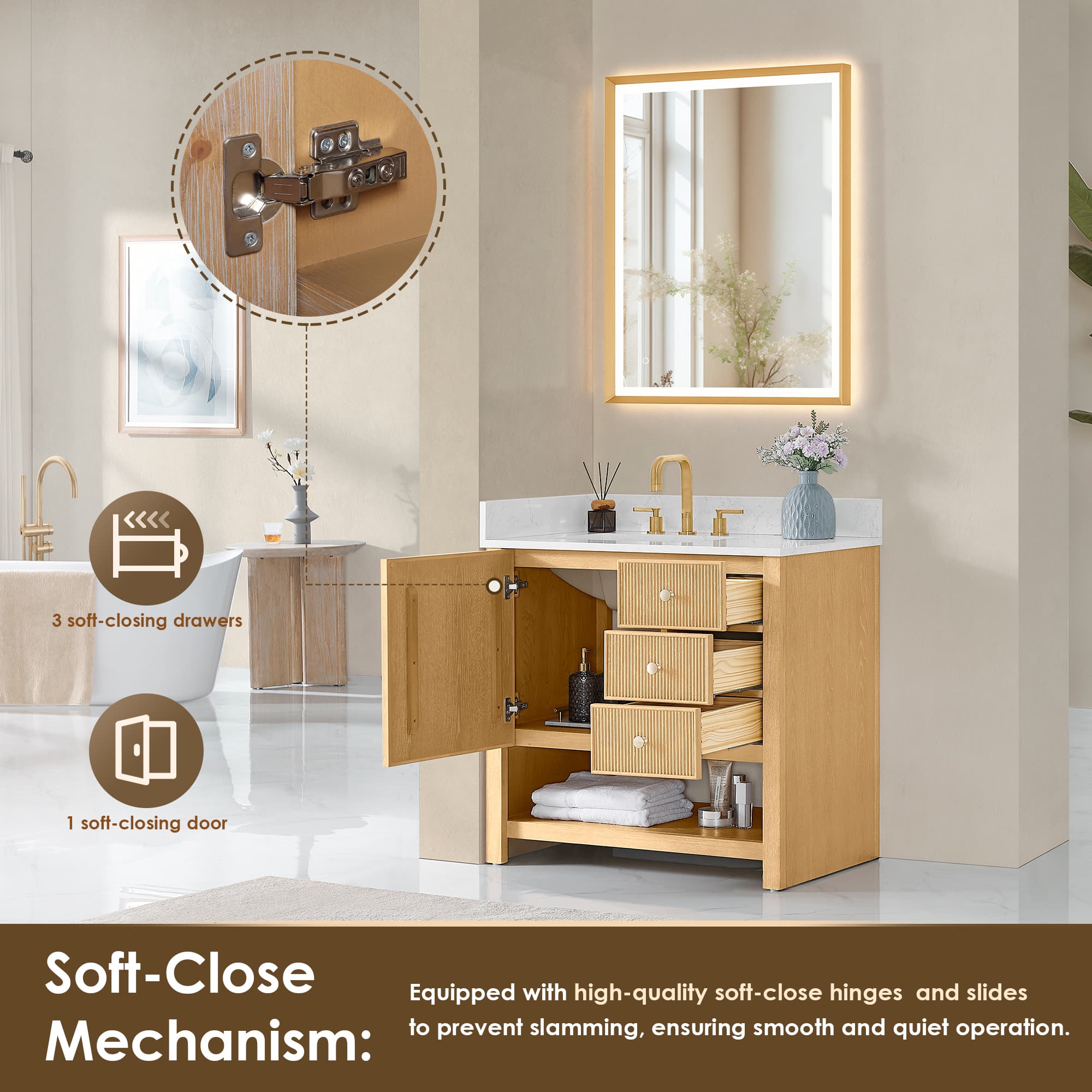Altair Cecil Freestanding Bathroom Vanity in White Oak - photo 12 of 16