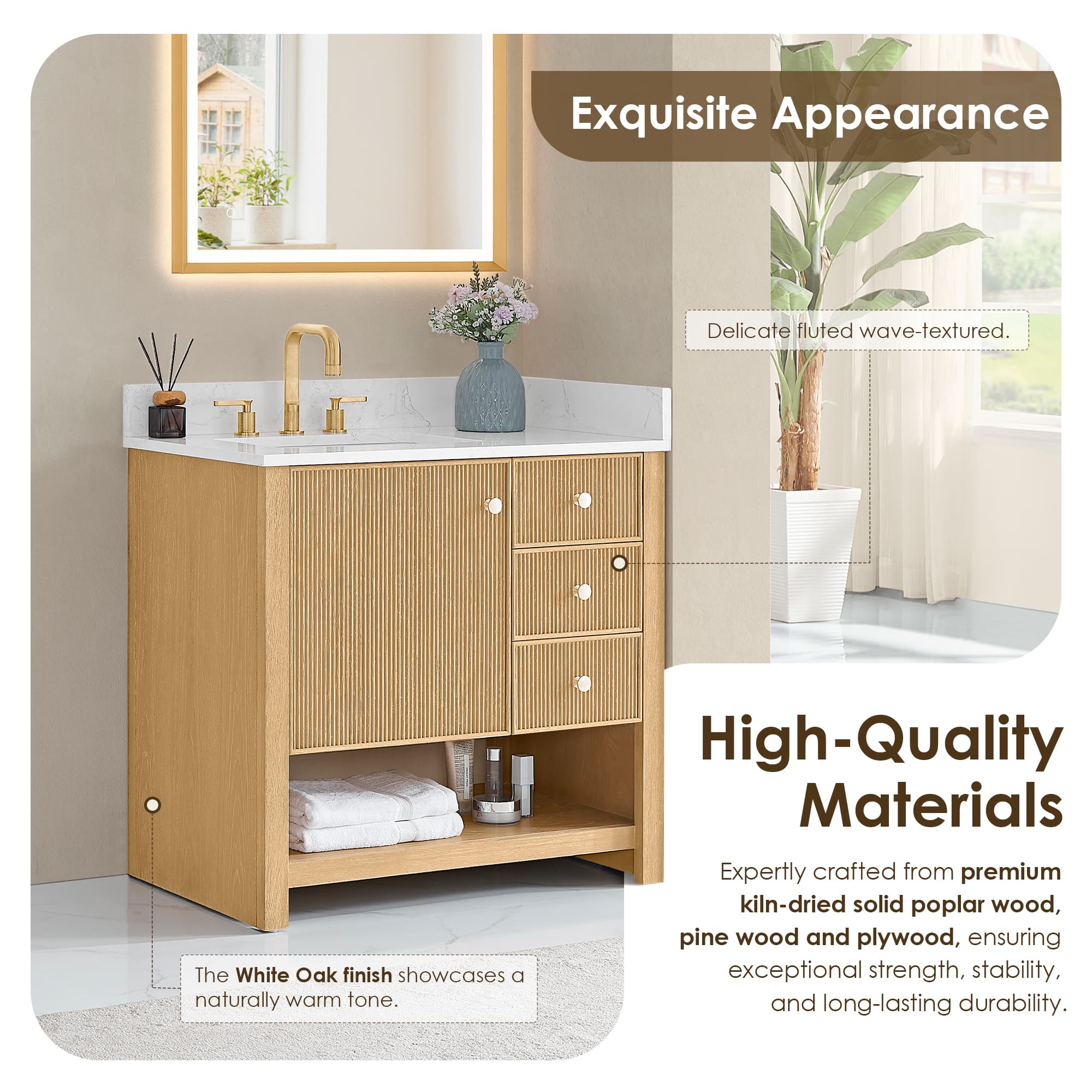 Altair Cecil Freestanding Bathroom Vanity in White Oak - photo 5 of 16