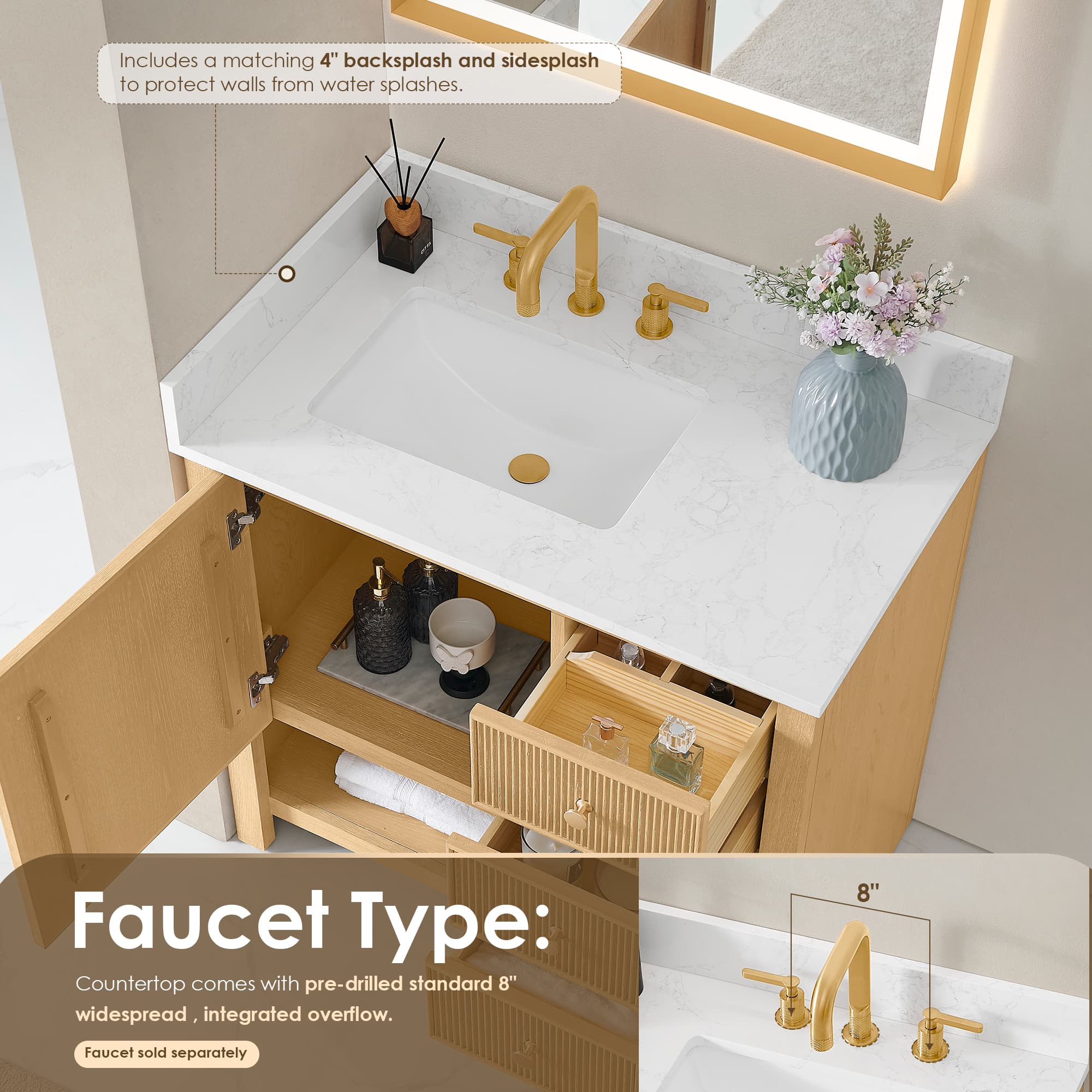 Altair Cecil Freestanding Bathroom Vanity in White Oak - photo 8 of 16