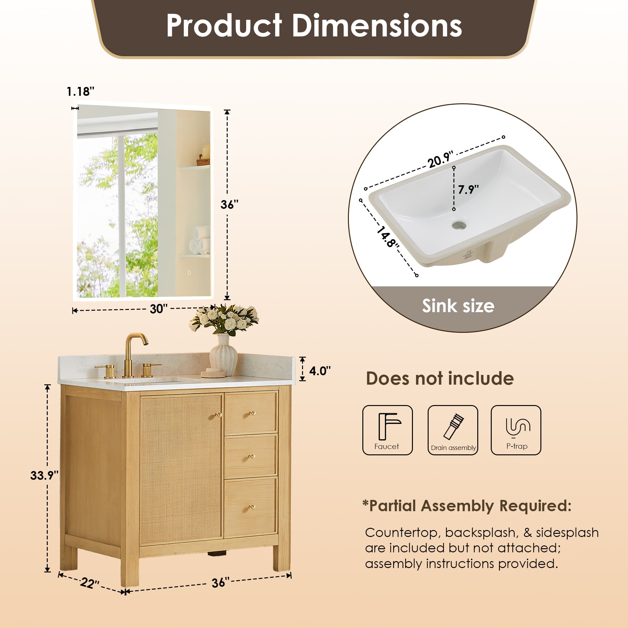 Altair Cedar Freestanding Bathroom Vanity in Natural Wood - photo 14 of 17