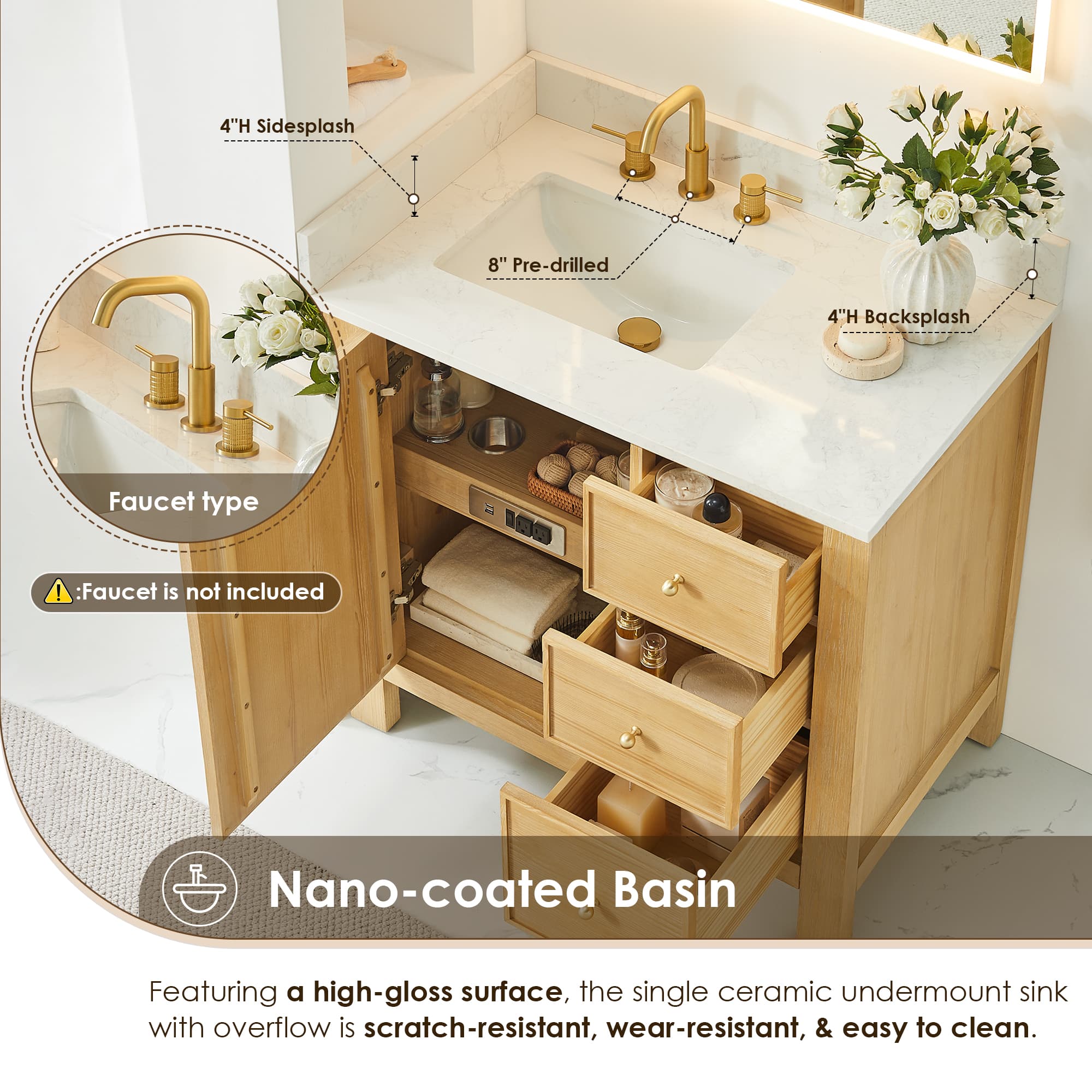 Altair Cedar Freestanding Bathroom Vanity in Natural Wood - photo 7 of 17