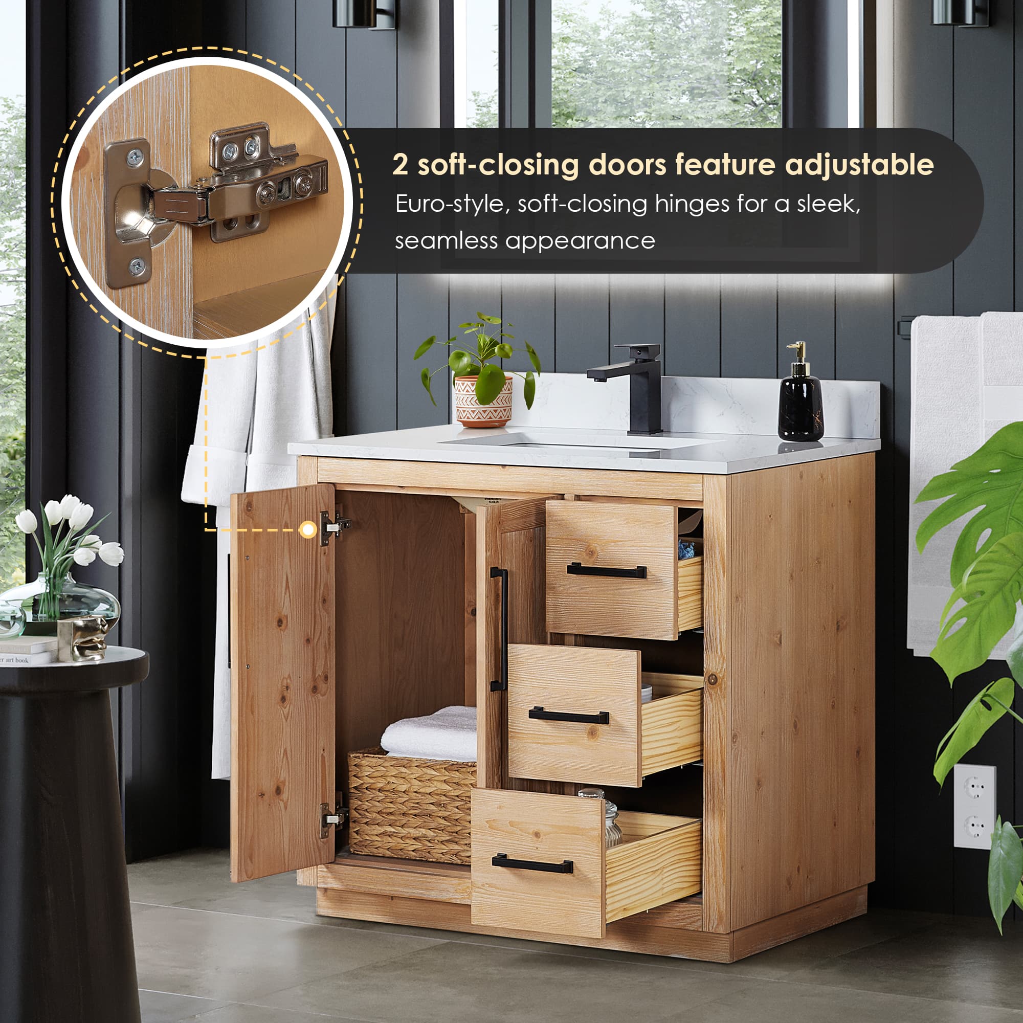 Altair Cicero Single Sink Freestanding Bathroom Vanity in Light Brown - photo 10 of 14
