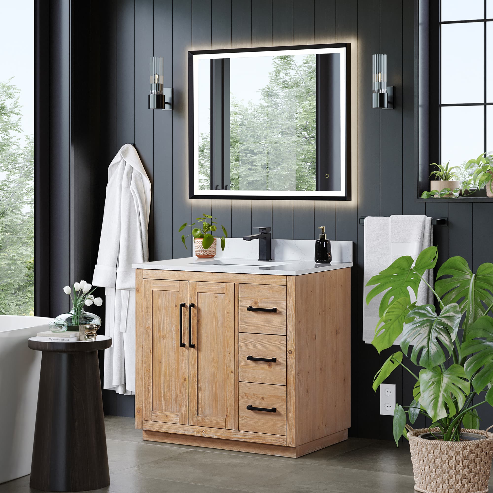 Altair Cicero Single Sink Freestanding Bathroom Vanity in Light Brown - photo 3 of 14