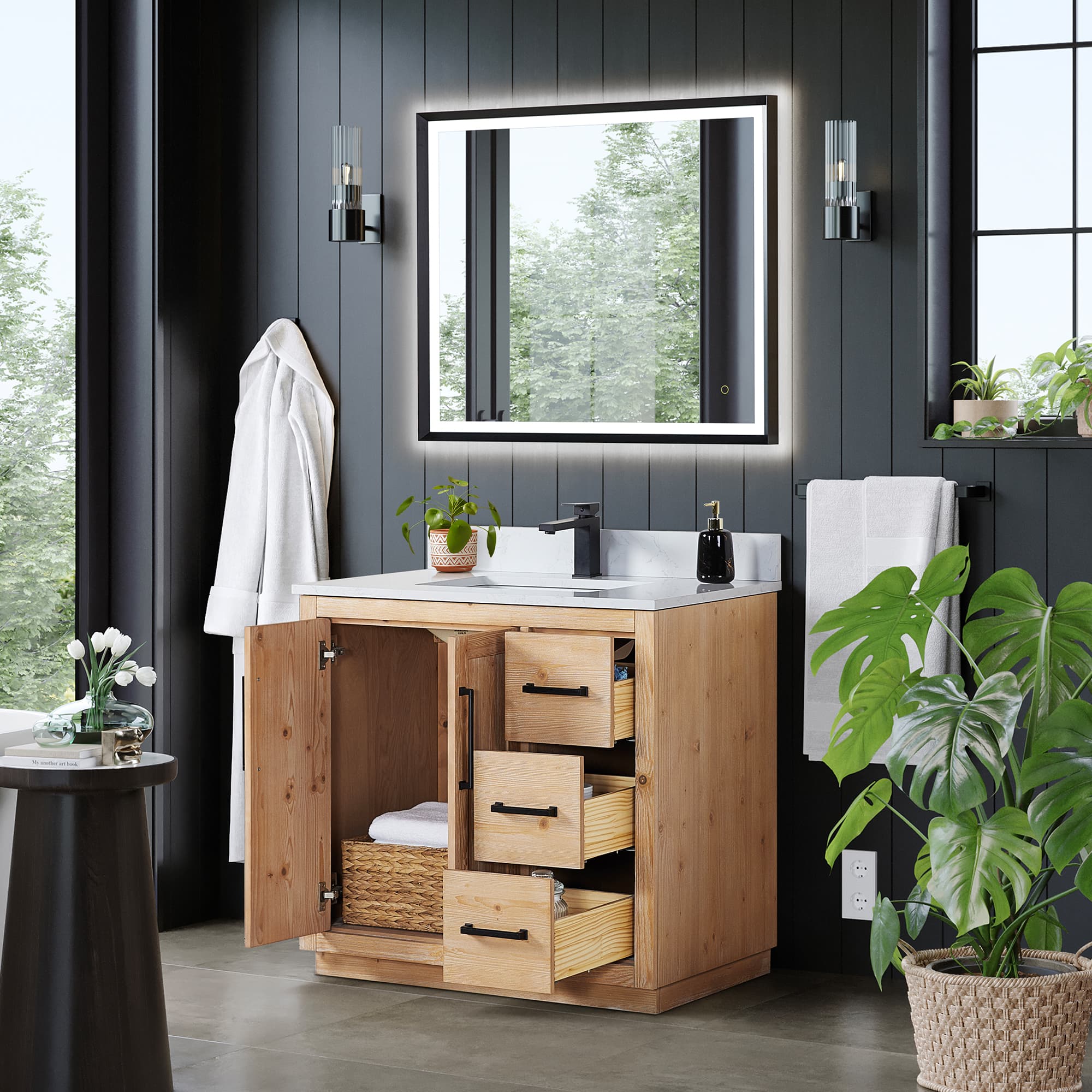 Altair Cicero Single Sink Freestanding Bathroom Vanity in Light Brown - photo 4 of 14