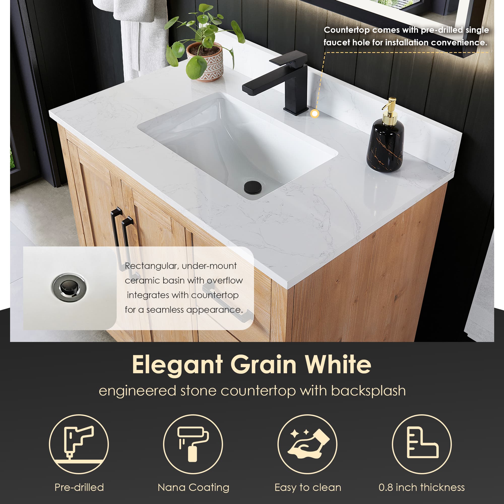 Altair Cicero Single Sink Freestanding Bathroom Vanity in Light Brown - photo 8 of 14