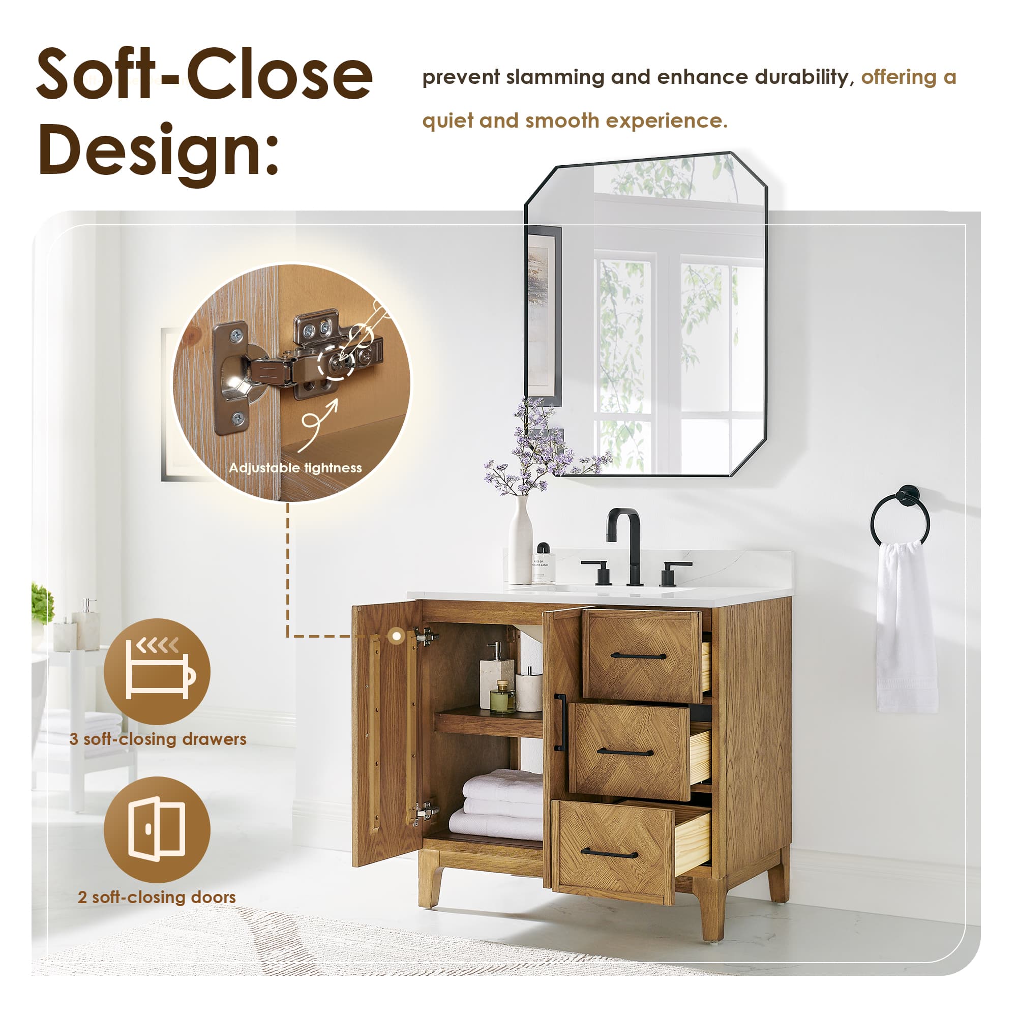Altair Clara Freestanding Bathroom Vanity in Weathered Brown - photo 10 of 17