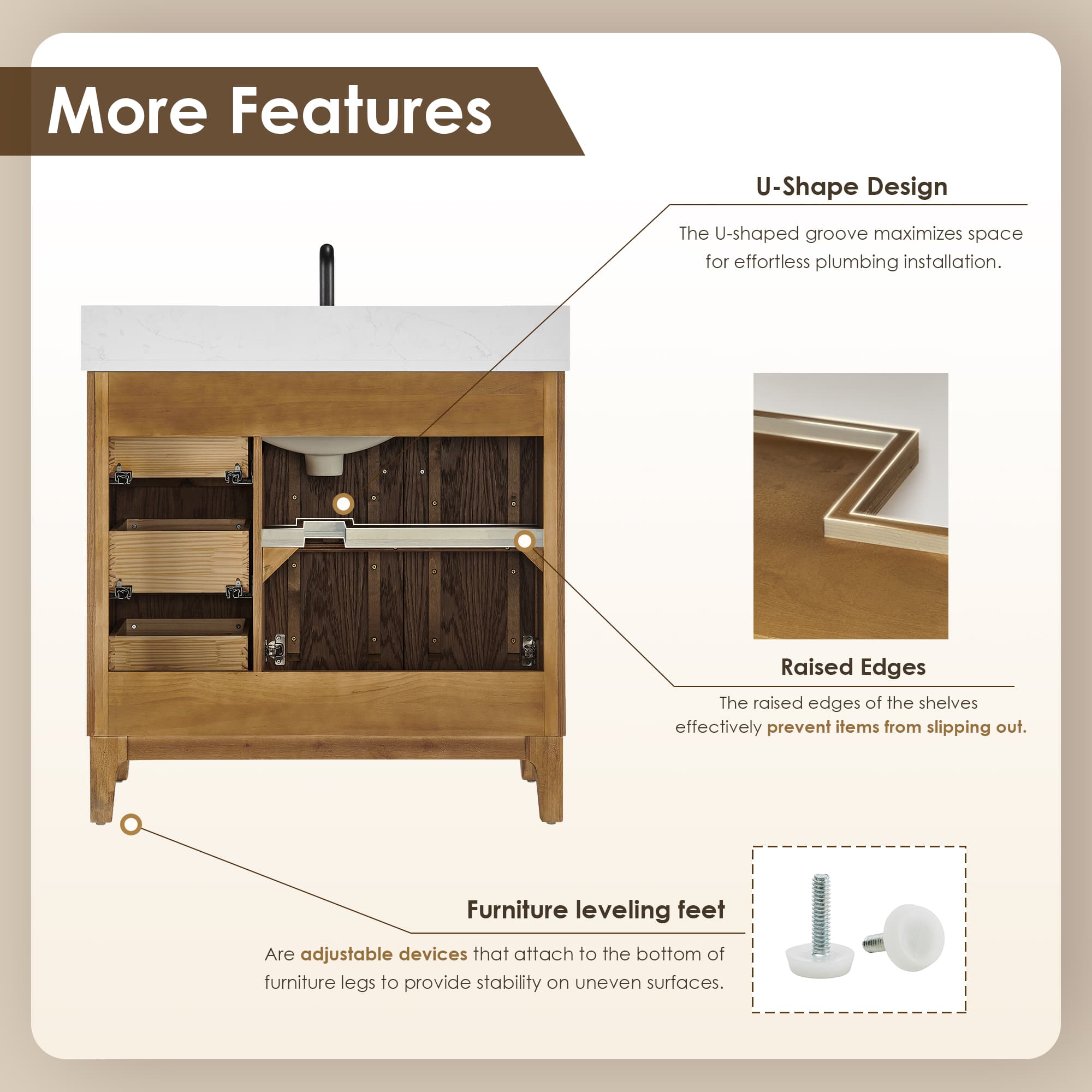 Altair Clara Freestanding Bathroom Vanity in Weathered Brown - photo 14 of 17
