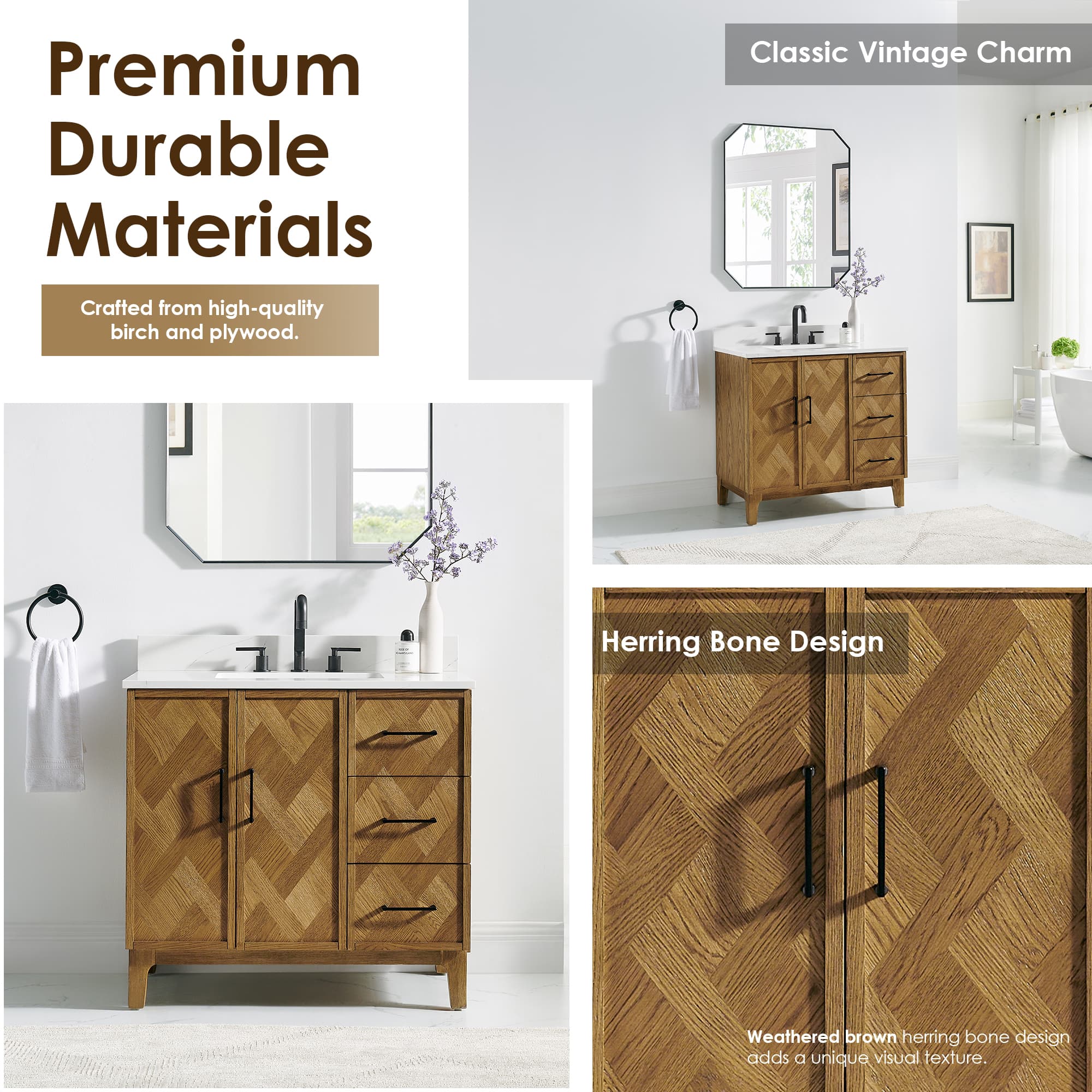 Altair Clara Freestanding Bathroom Vanity in Weathered Brown - photo 6 of 17