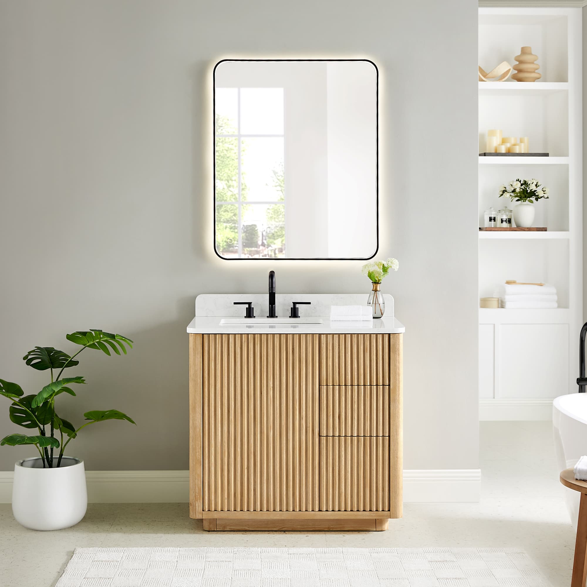 Altair Clayton Freestanding Bathroom Vanity in Washed Light Brown - photo 2 of 17
