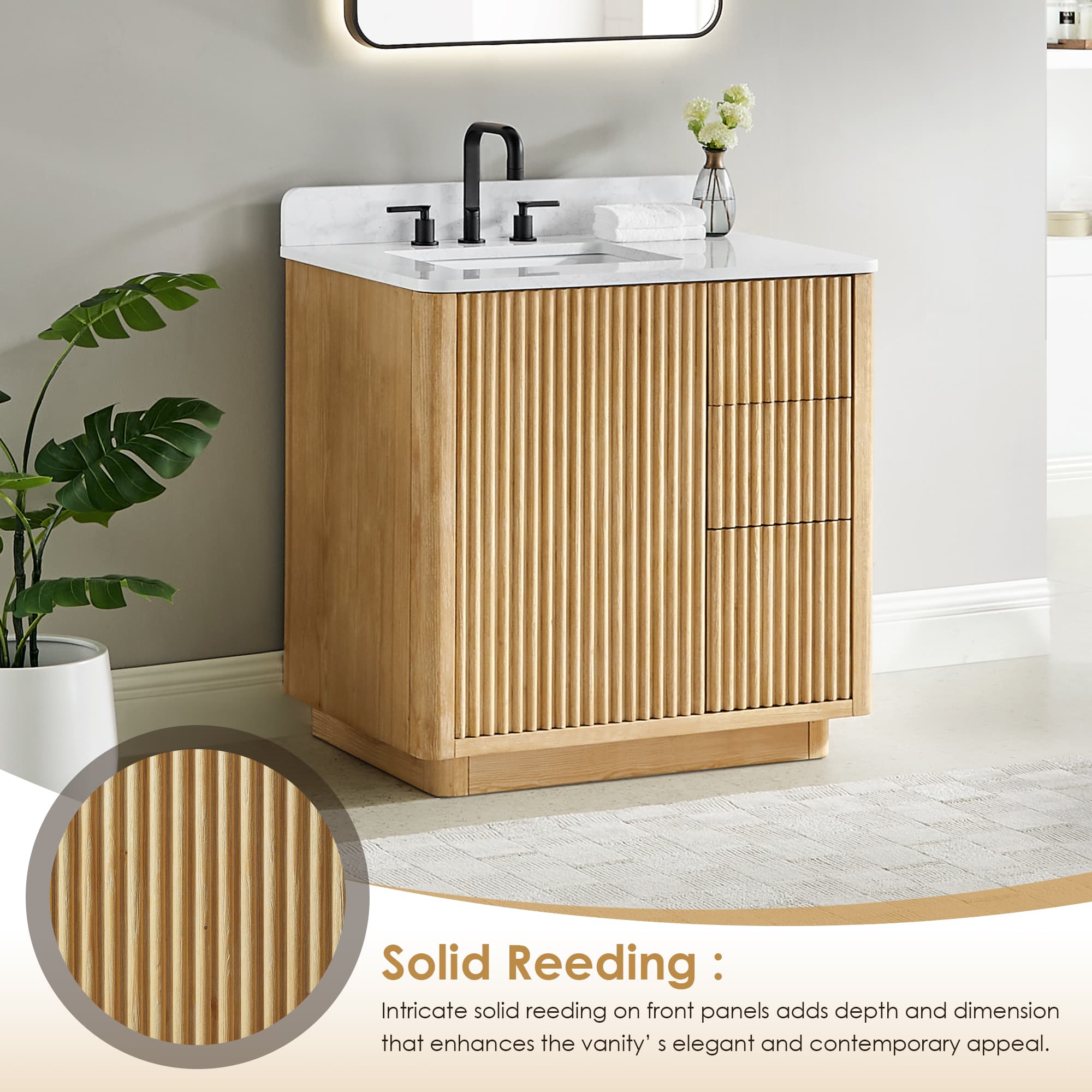 Altair Clayton Freestanding Bathroom Vanity in Washed Light Brown - photo 6 of 17