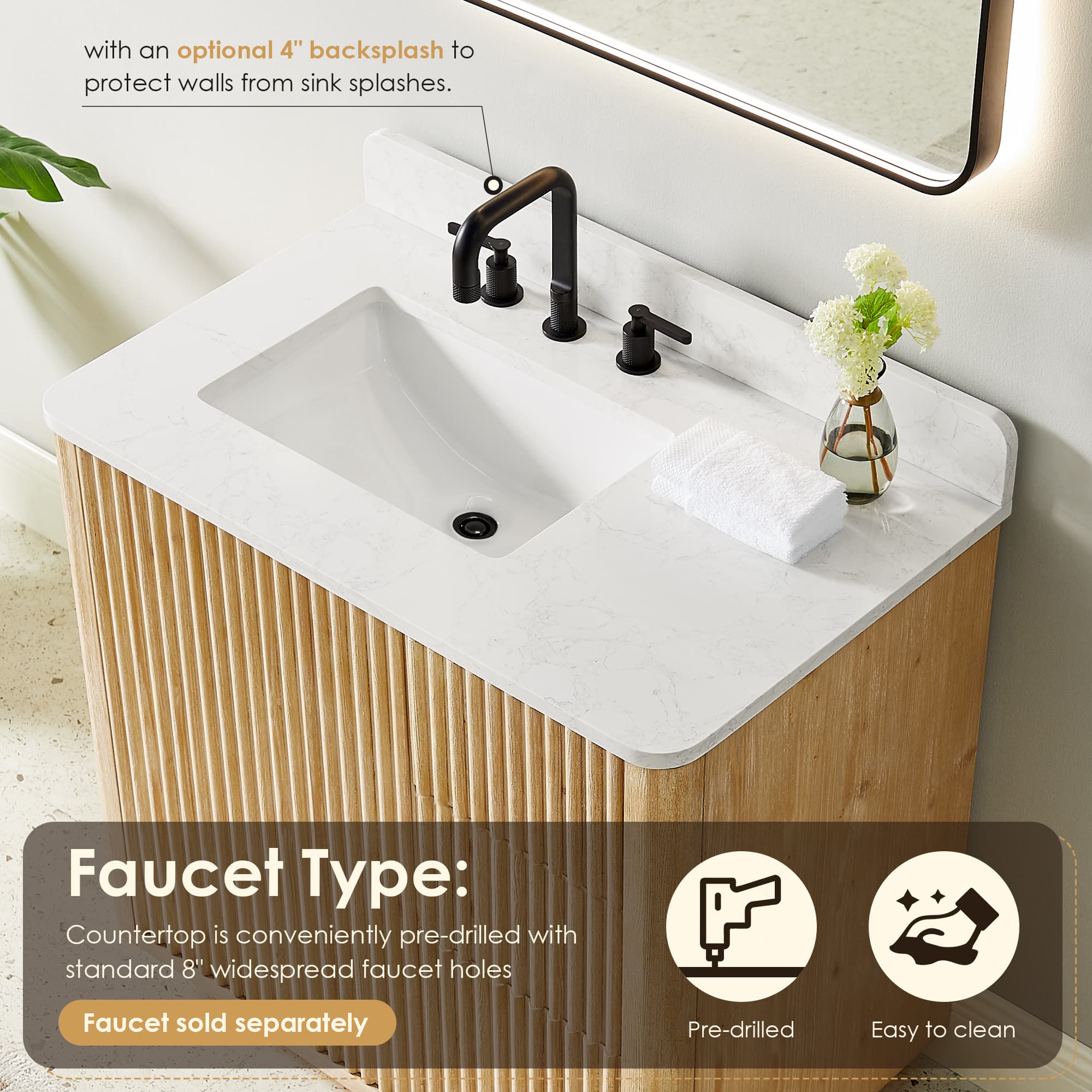 Altair Clayton Freestanding Bathroom Vanity in Washed Light Brown - photo 7 of 17