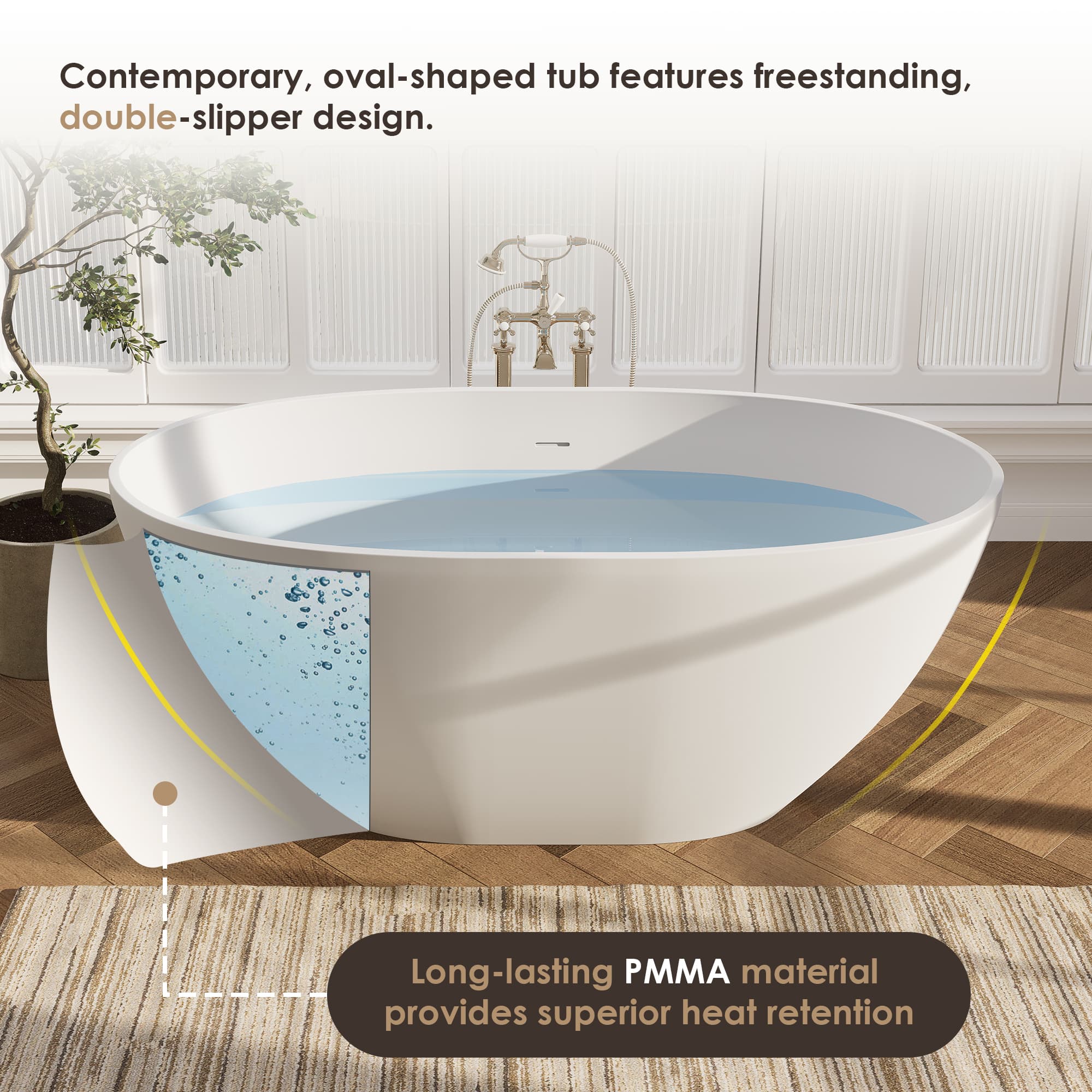 Altair Euston Solid Surface Freestanding Soaking Bathtub - photo 12 of 24