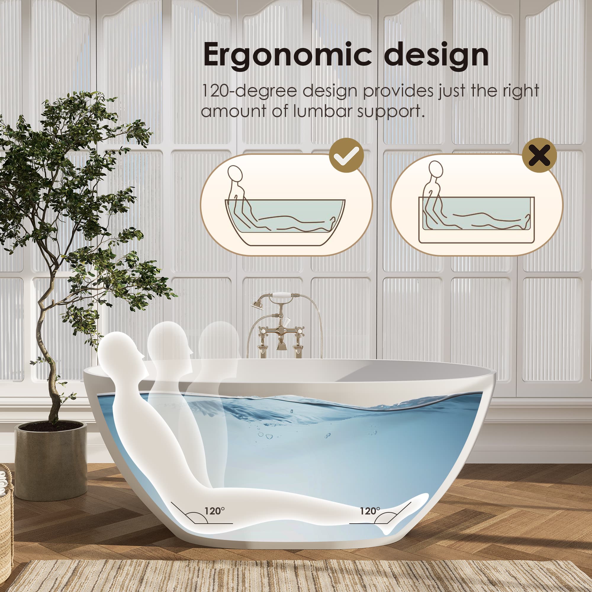 Altair Euston Solid Surface Freestanding Soaking Bathtub - photo 14 of 24