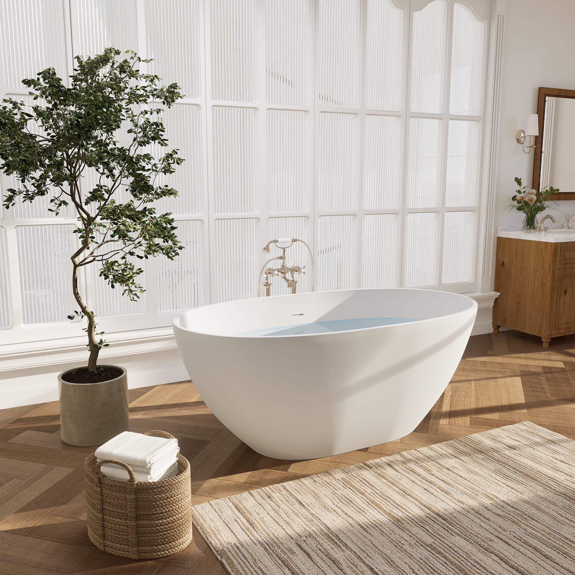 Altair Euston Solid Surface Freestanding Soaking Bathtub - photo 7 of 24