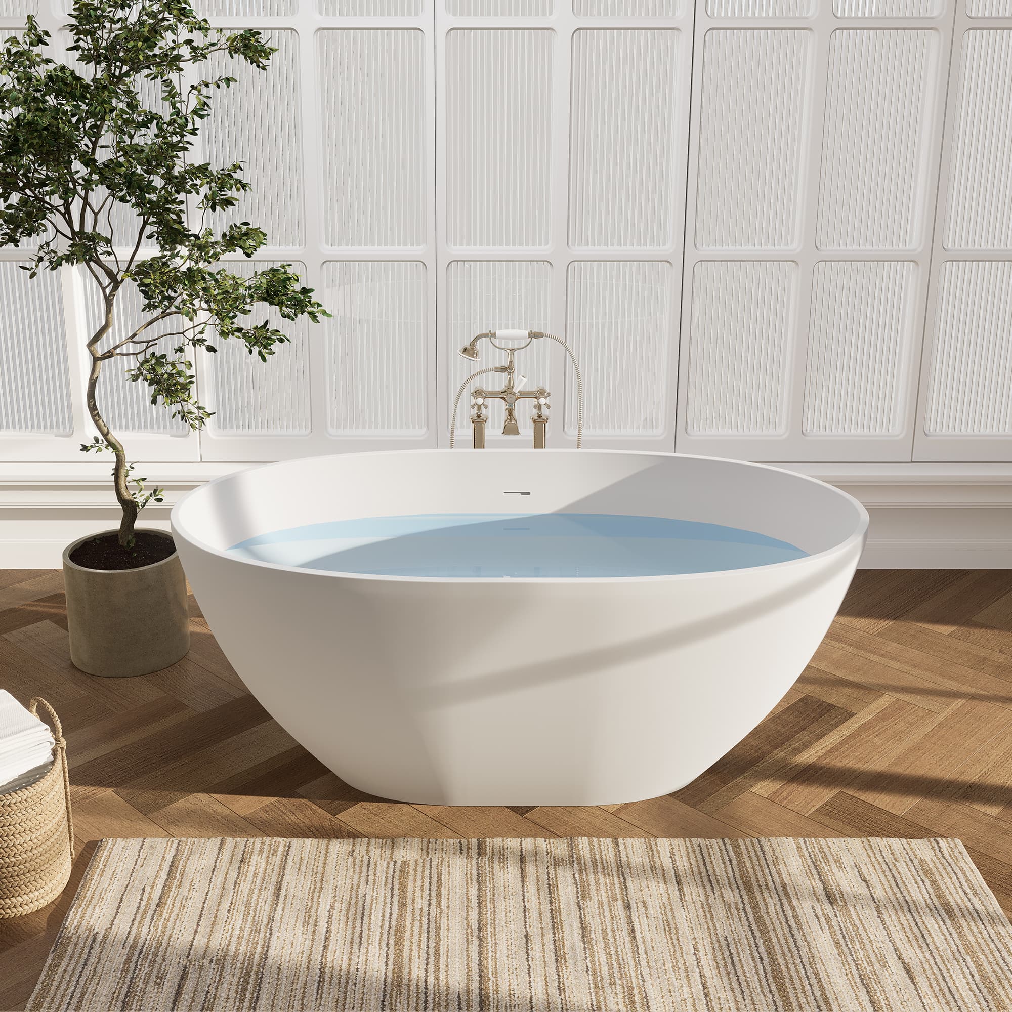 Altair Euston Solid Surface Freestanding Soaking Bathtub - photo 8 of 24