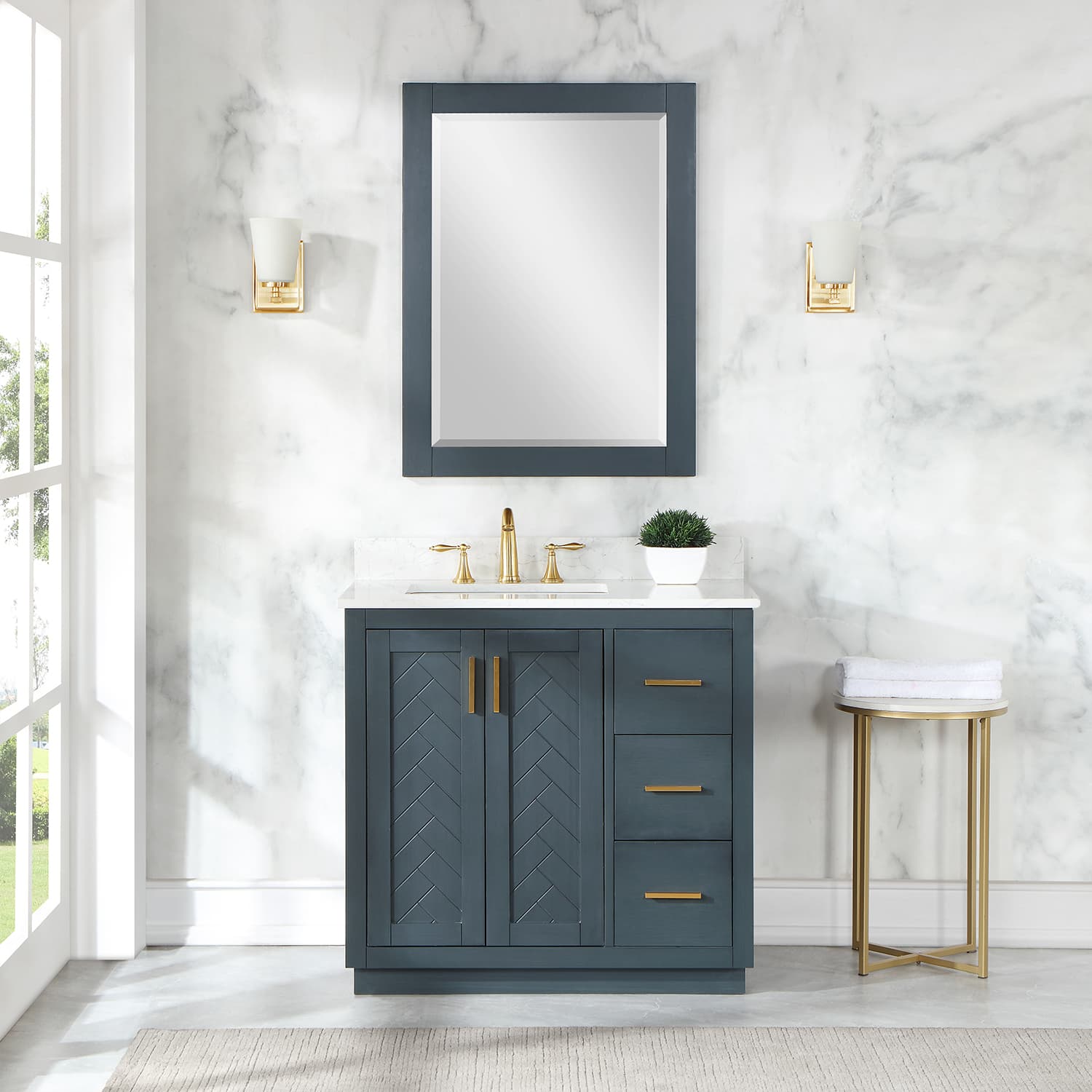 Altair Gazsi Freestanding Bathroom Vanity in Charcoal Blue - photo 2 of 9