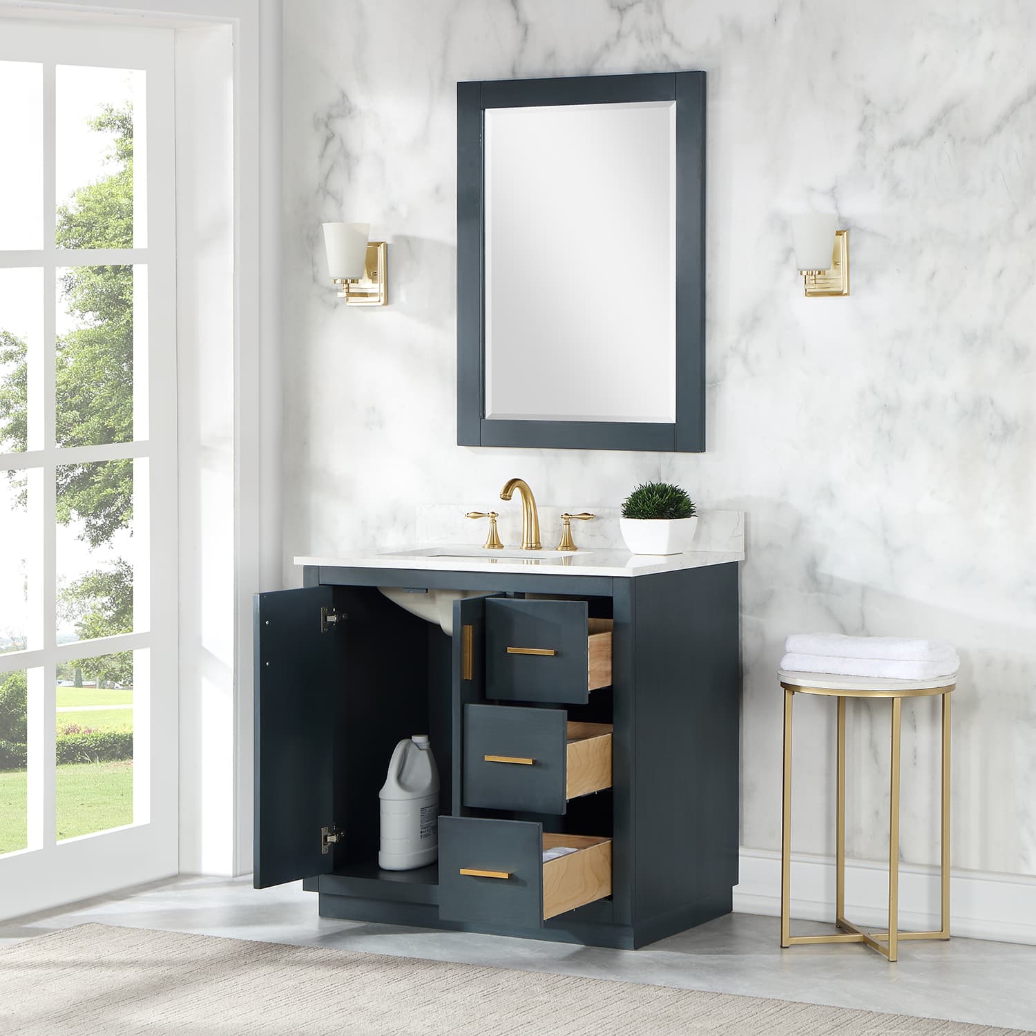 Altair Gazsi Freestanding Bathroom Vanity in Charcoal Blue - photo 4 of 9