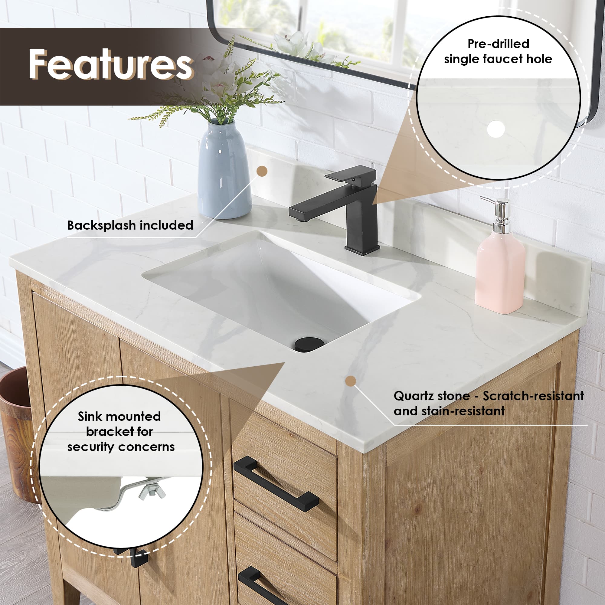 Altair Laurel Freestanding Bathroom Vanity in Weathered Fir - photo 5 of 13