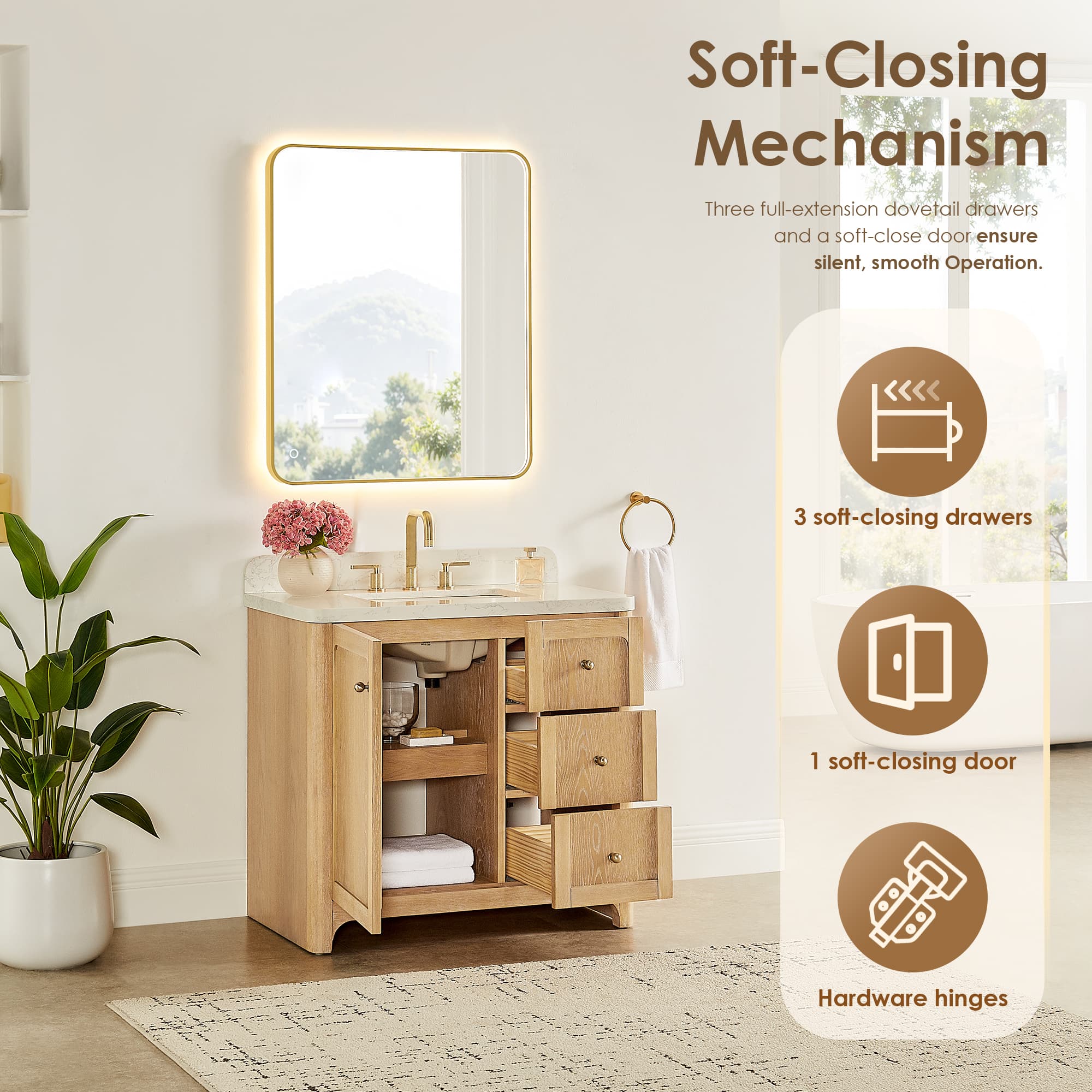Altair Milner Freestanding Bathroom Vanity in Brushed Oak - photo 13 of 17