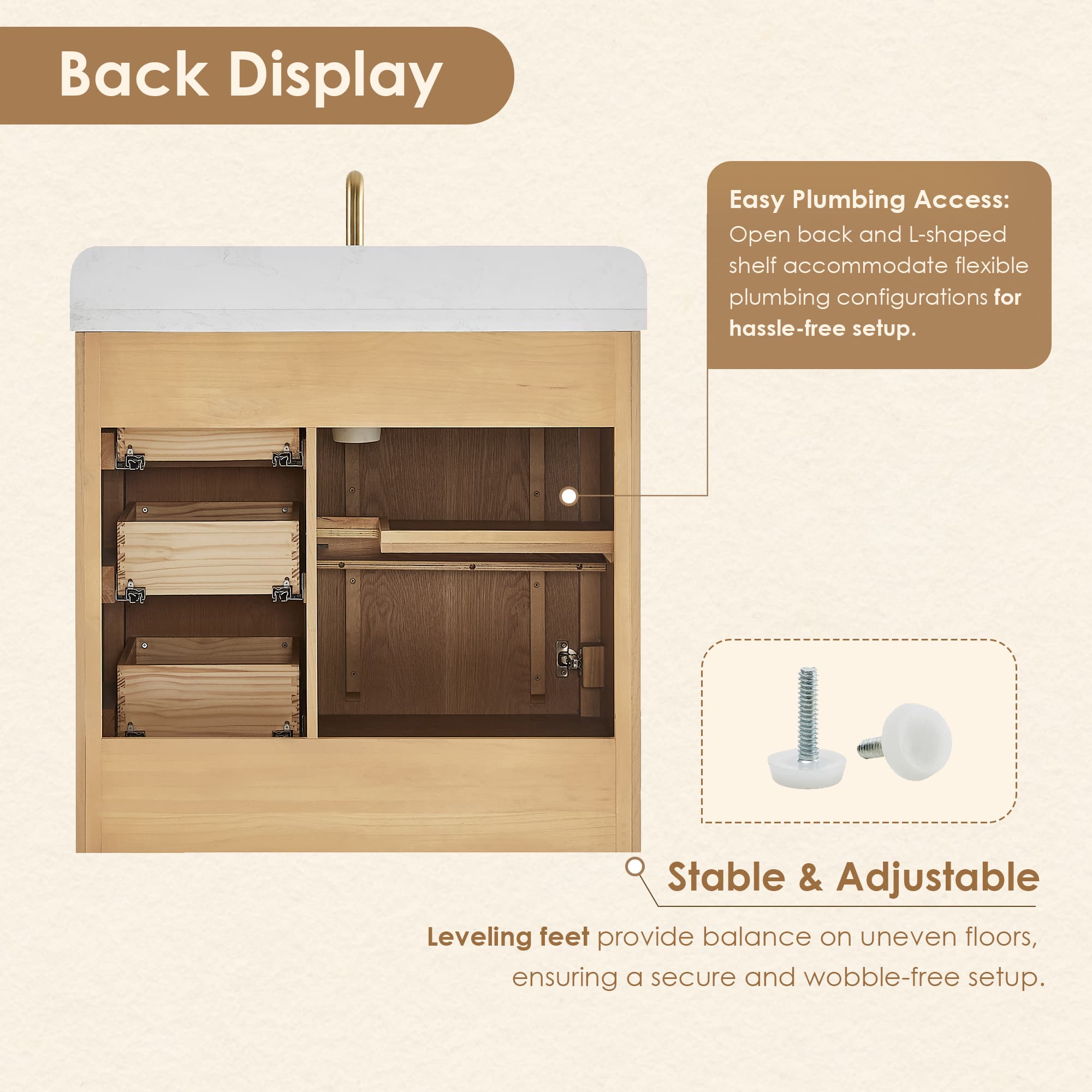 Altair Milner Freestanding Bathroom Vanity in Brushed Oak - photo 14 of 17