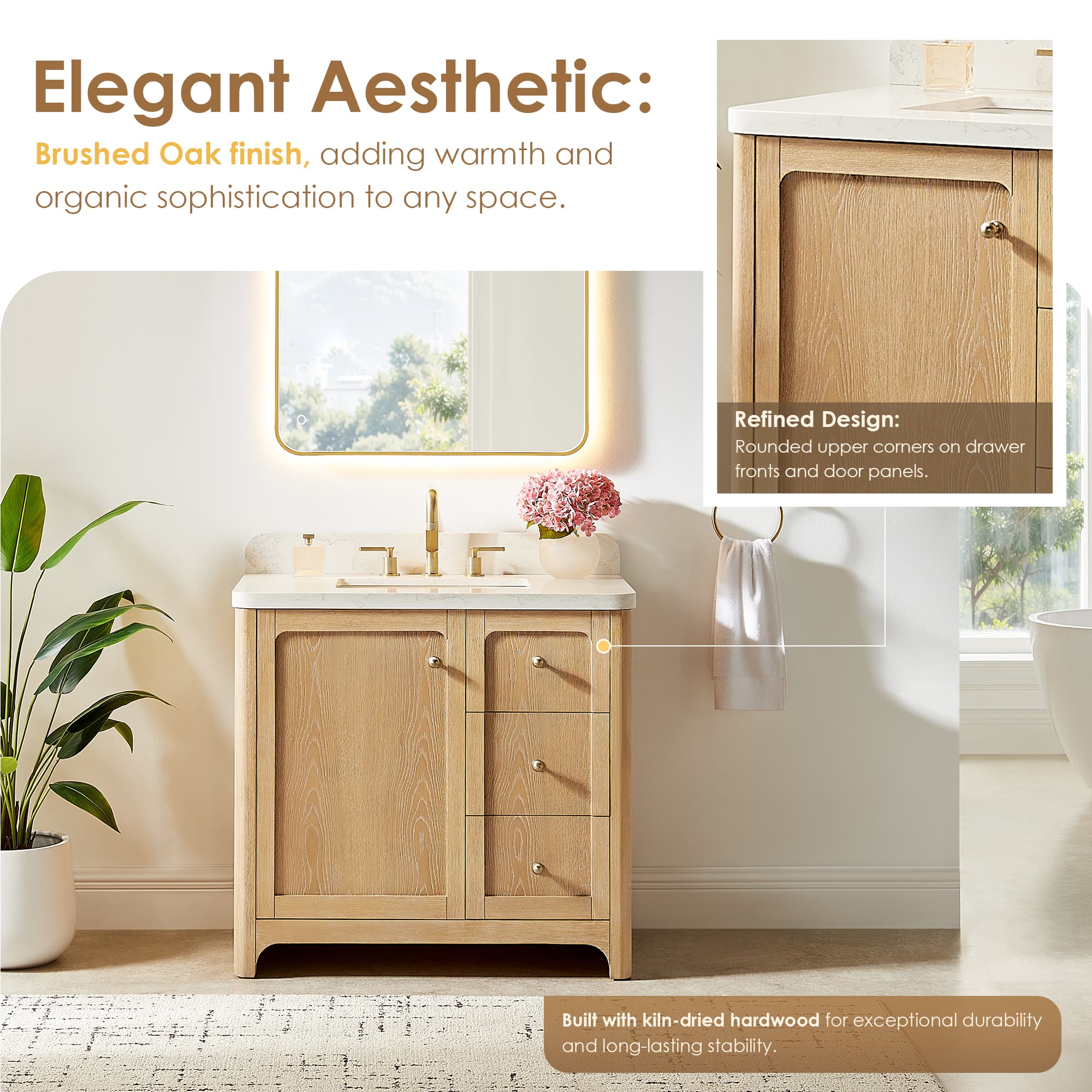 Altair Milner Freestanding Bathroom Vanity in Brushed Oak - photo 6 of 17