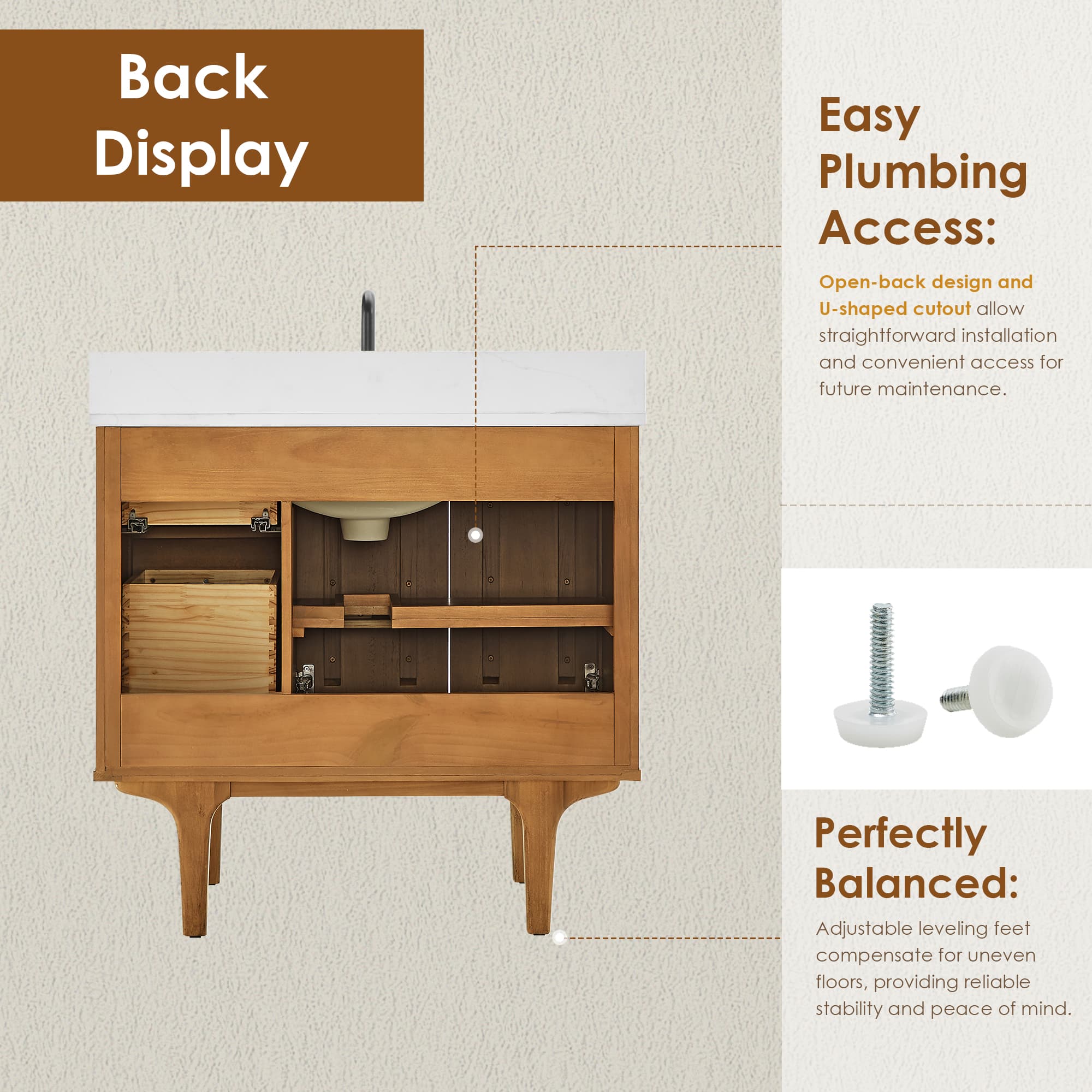 Altair Orasia Freestanding Bathroom Vanity in Mango Brown - photo 13 of 16