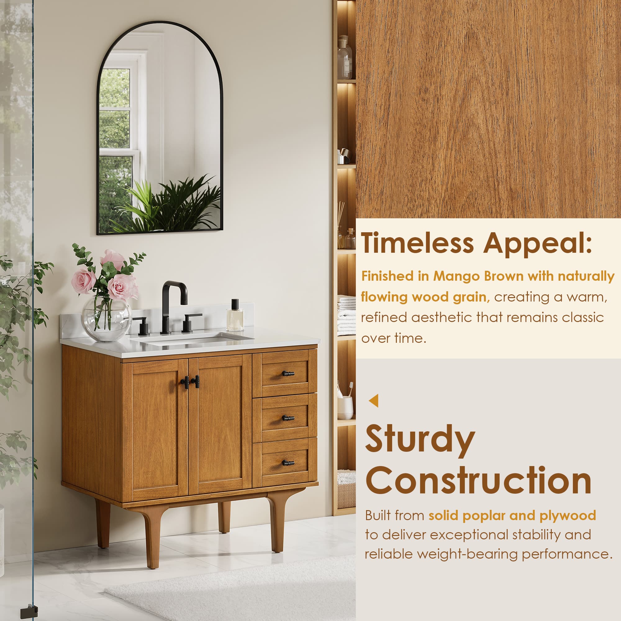 Altair Orasia Freestanding Bathroom Vanity in Mango Brown - photo 5 of 16