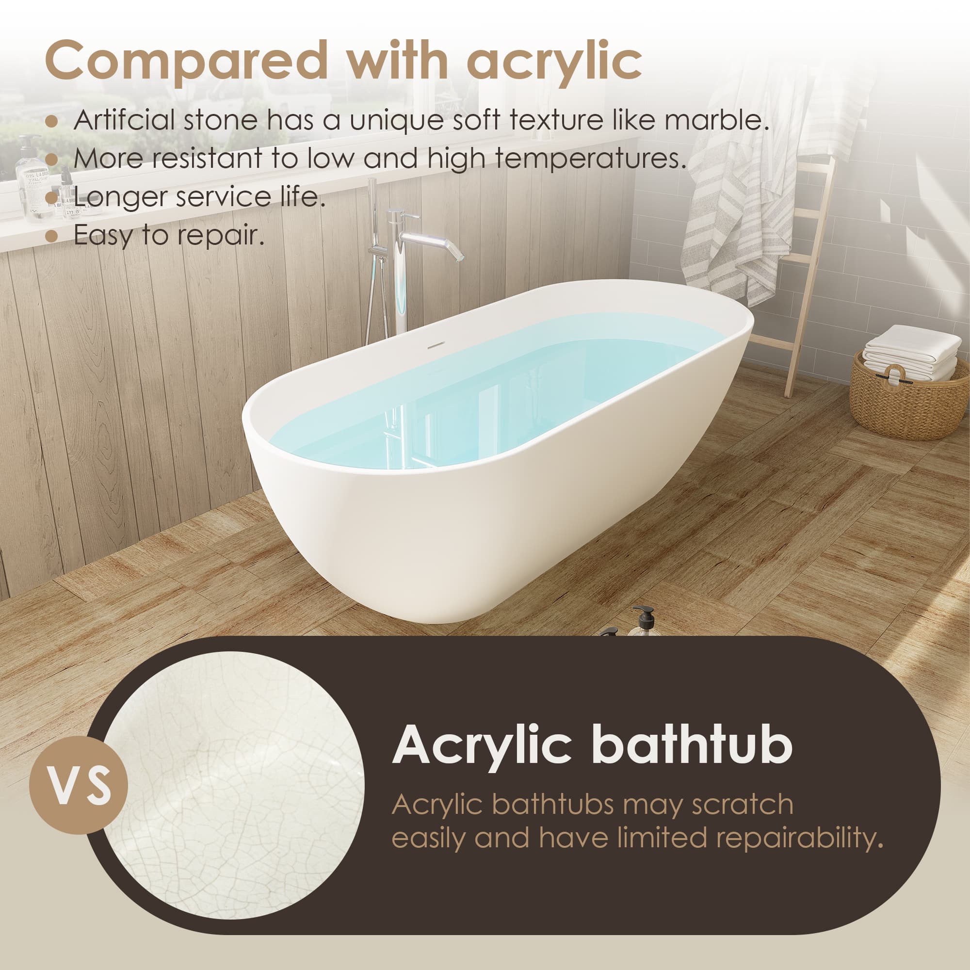 Altair Ryder Solid Surface Freestanding Soaking Bathtub - photo 15 of 26