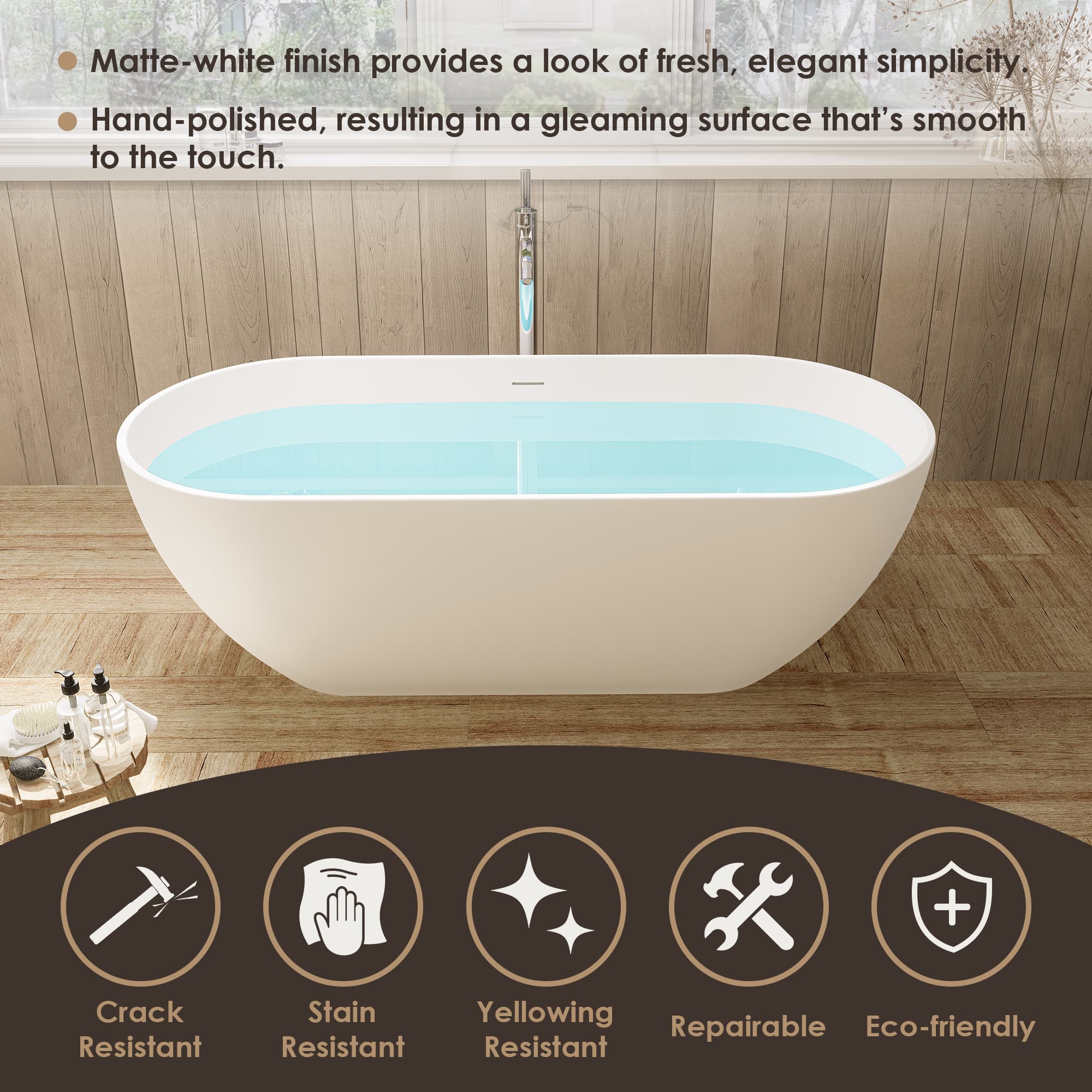 Altair Ryder Solid Surface Freestanding Soaking Bathtub - photo 17 of 26