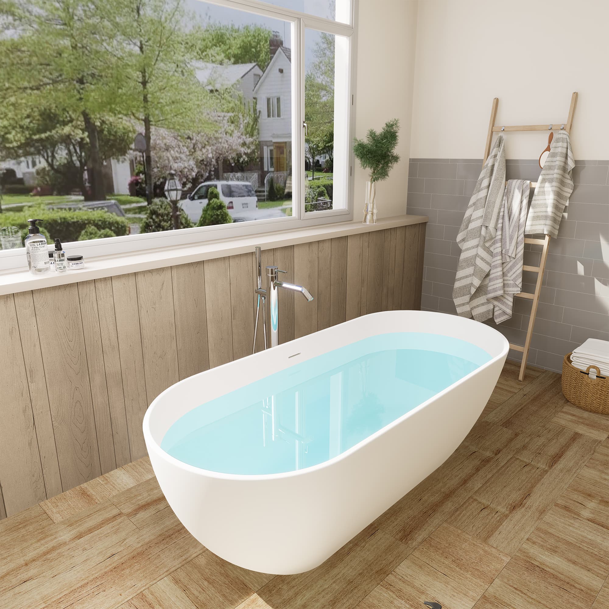 Altair Ryder Solid Surface Freestanding Soaking Bathtub - photo 8 of 26