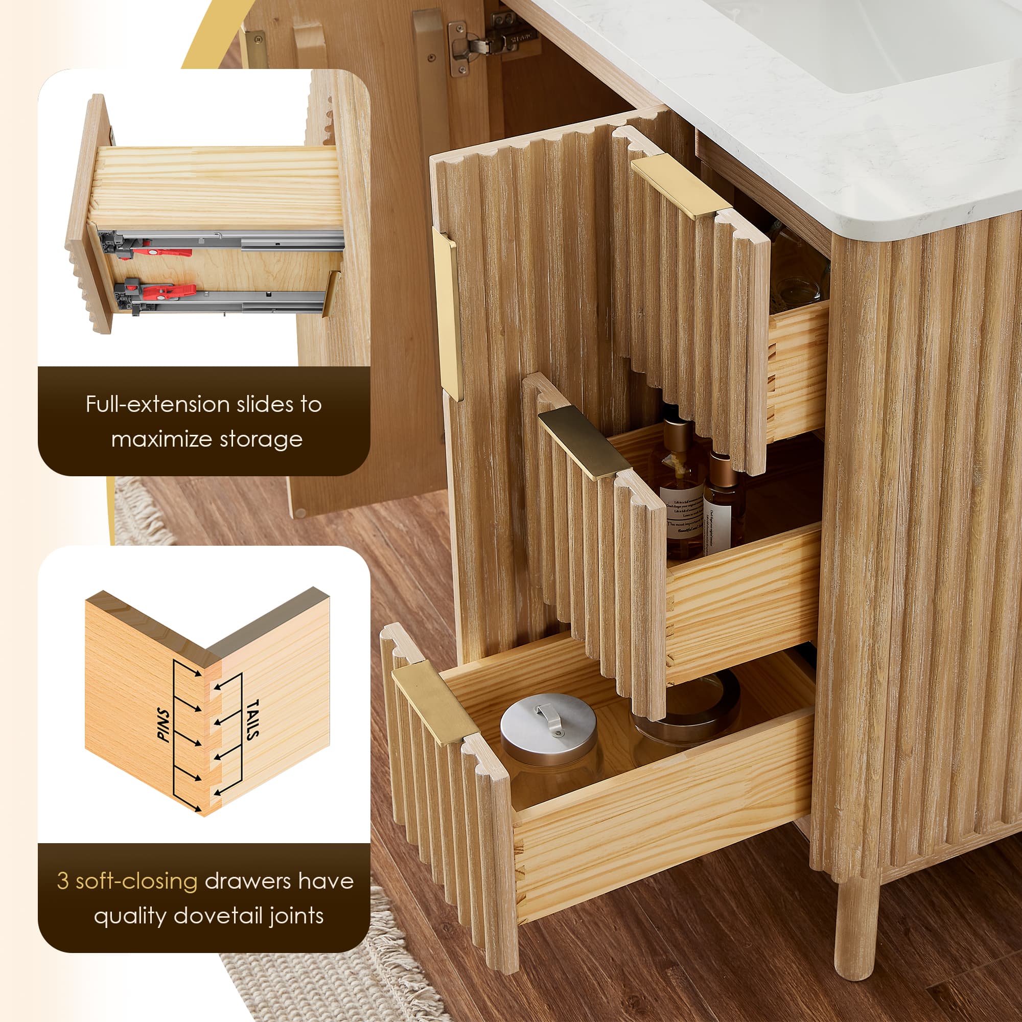 Altair Sierra Freestanding Bathroom Vanity in Washed Light Brown - photo 10 of 13