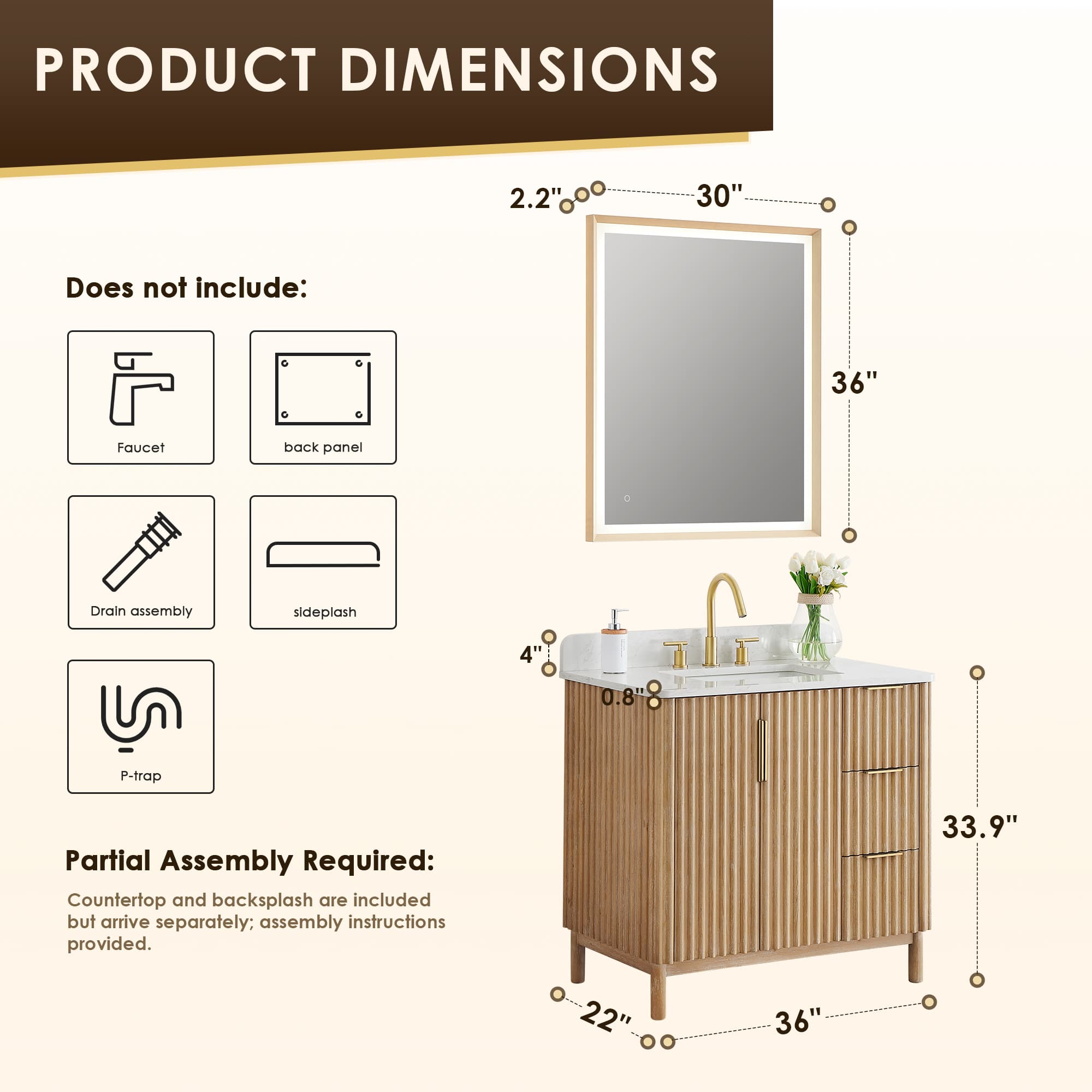 Altair Sierra Freestanding Bathroom Vanity in Washed Light Brown - photo 12 of 13